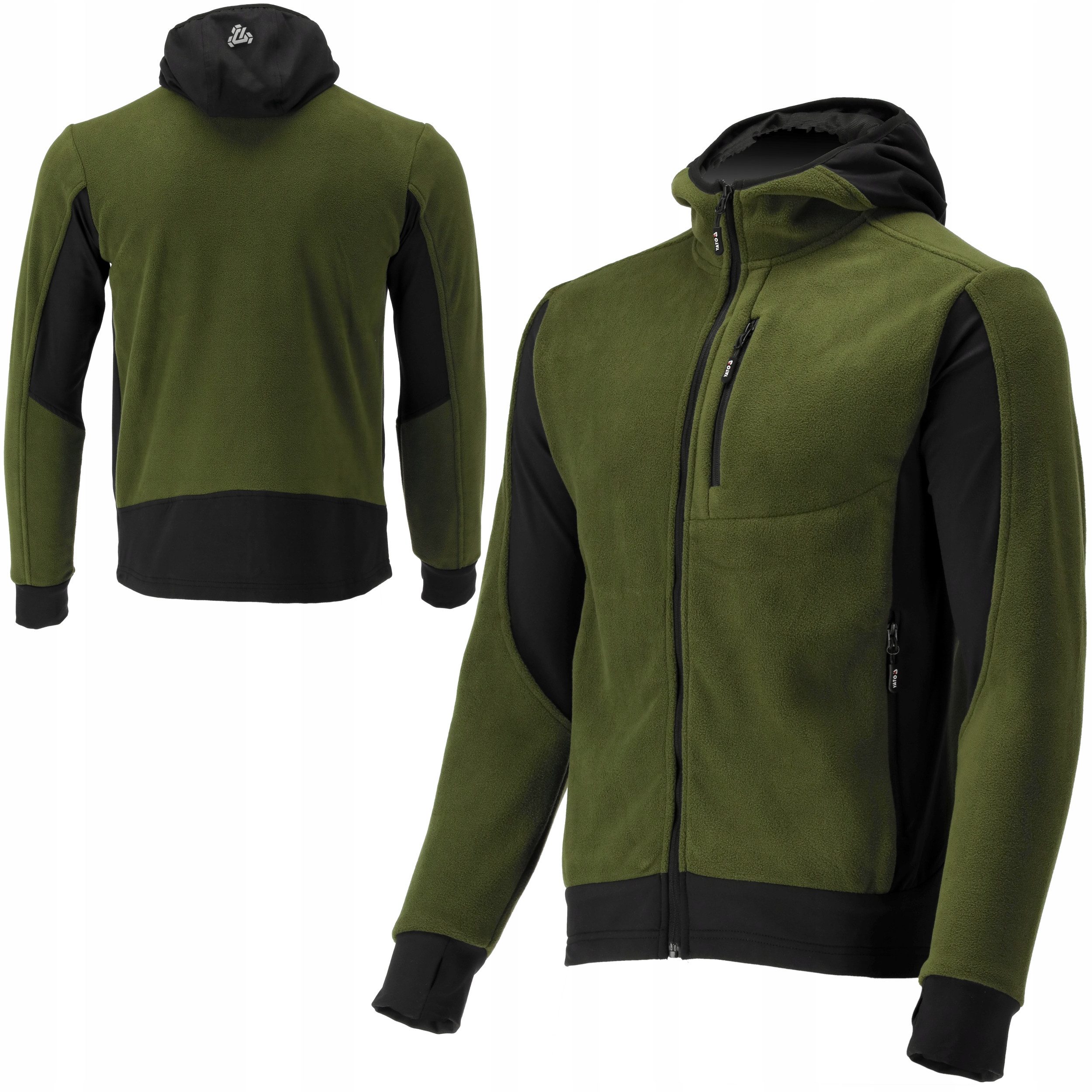 Kapuzenpullover Fleece Kapuzenpulli, Hoodie mit Reißverschluss Gr. S grün-schwarz