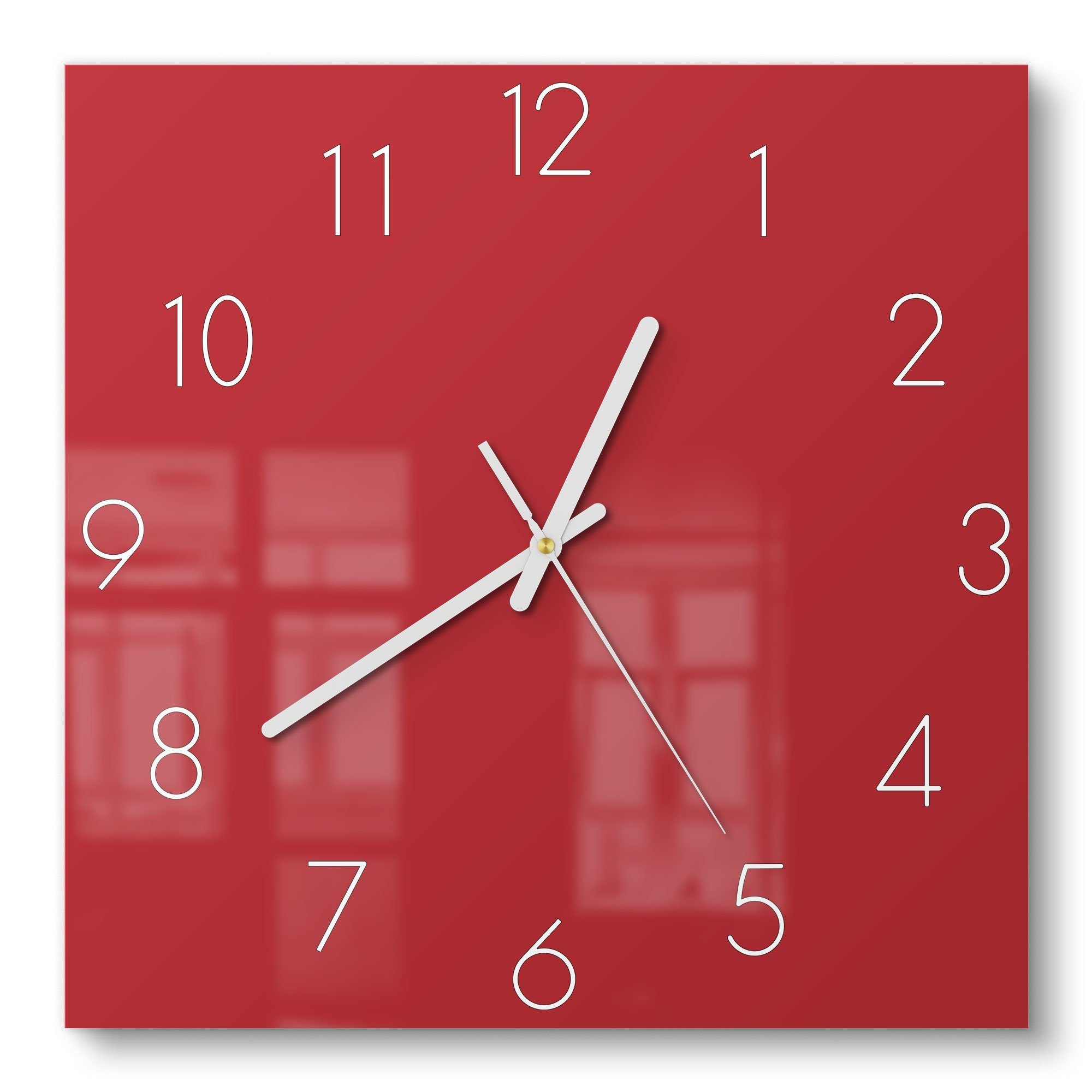 DEQORI Wanduhr 'Unifarben - Rot' (Glas Glasuhr modern Wand Uhr Design Küchenuhr)