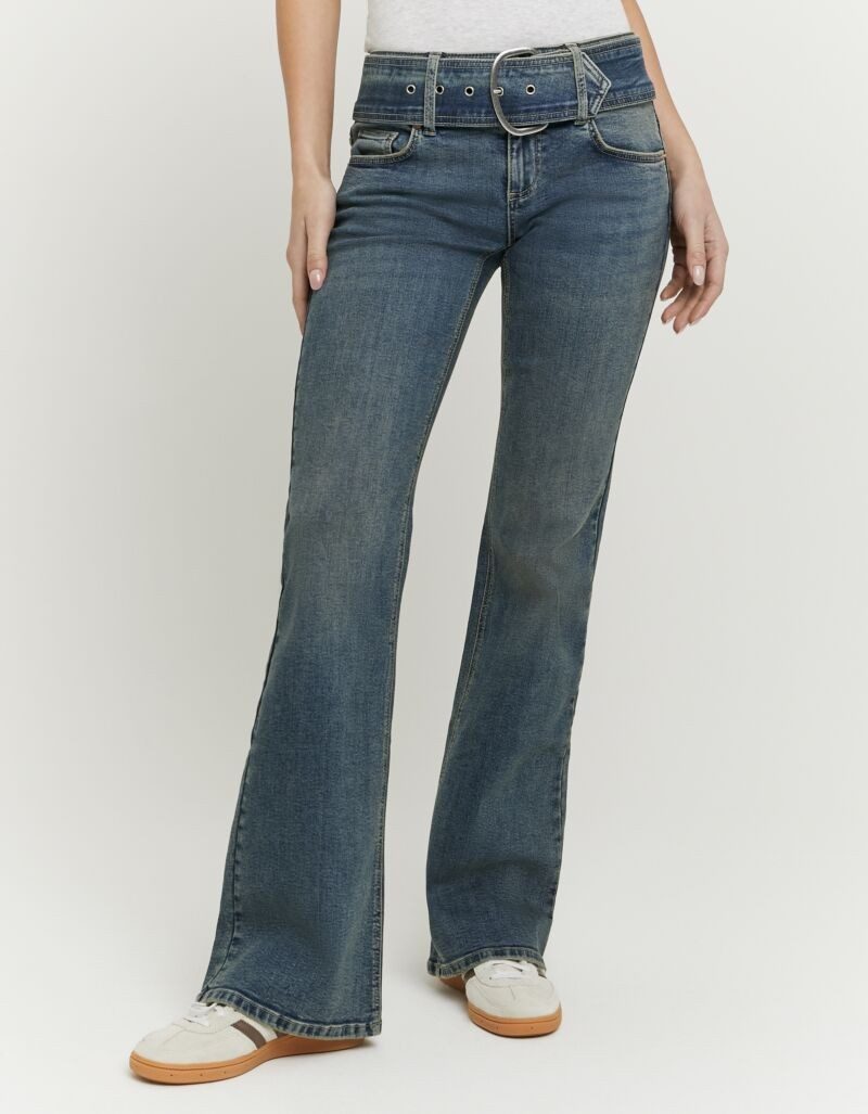 Tally Weijl Bootcut-Jeans SPADECINTY Baumwollmischung, Mid Waist mit Bootcut und Gürtel