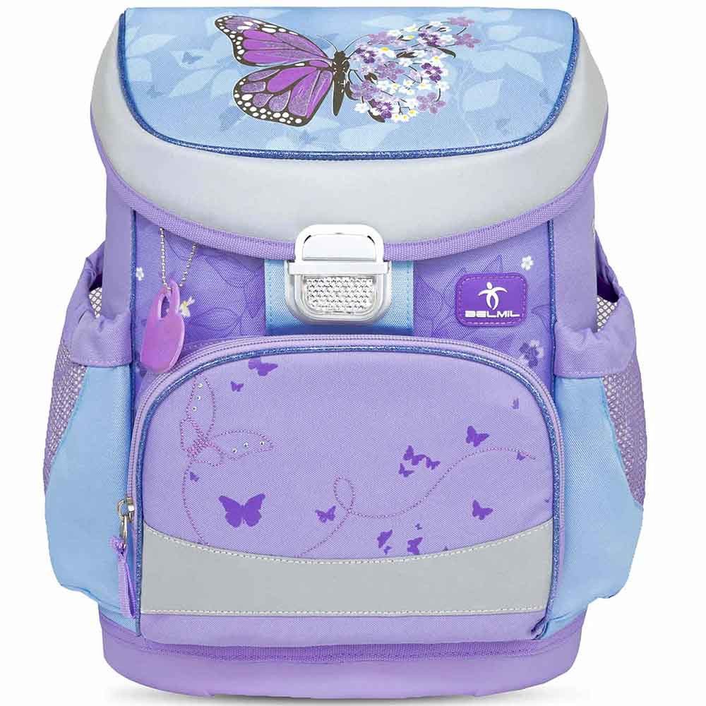 Belmil Schulranzen Set Mini Fit 10-teilig 2025 Mädchen Purple Blue Butterfly