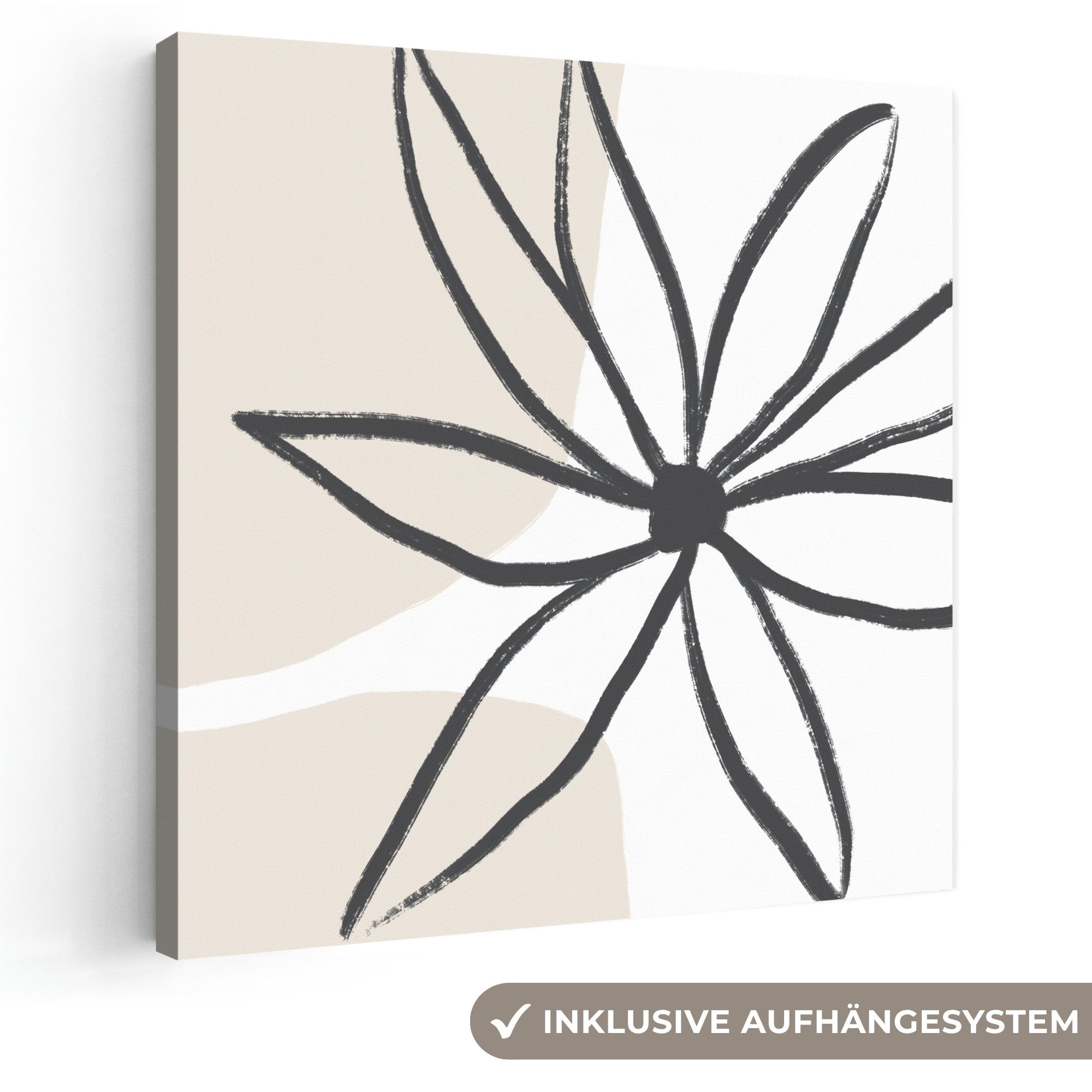 OneMillionCanvasses® Leinwandbild Blumen - Minimalismus - Pastell, Fotodruck (1 St), Wandbild, Deko Schlafzimmer Wohnzimmer Flur 20x20 cm