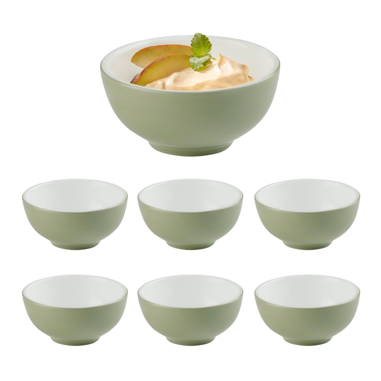 APS Schale SNUG, Porzellan, (Set, 6-tlg), Porzellan Ø 12 cm, 250ml, stapelbar, spülmaschinengeeignet