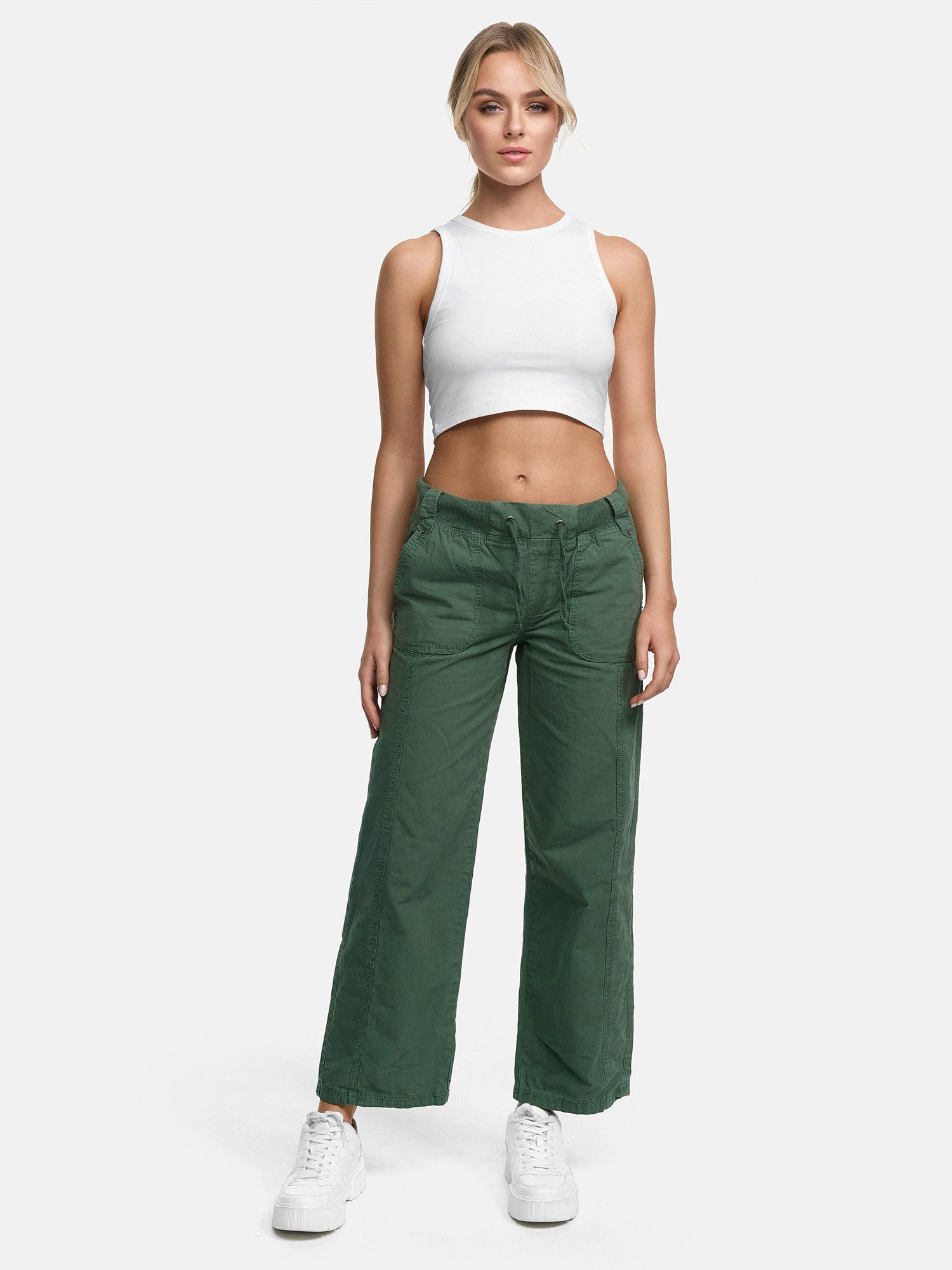 Tazzio Stoffhose Straight Fit F601 Wide Leg Hose mit Kordelzug