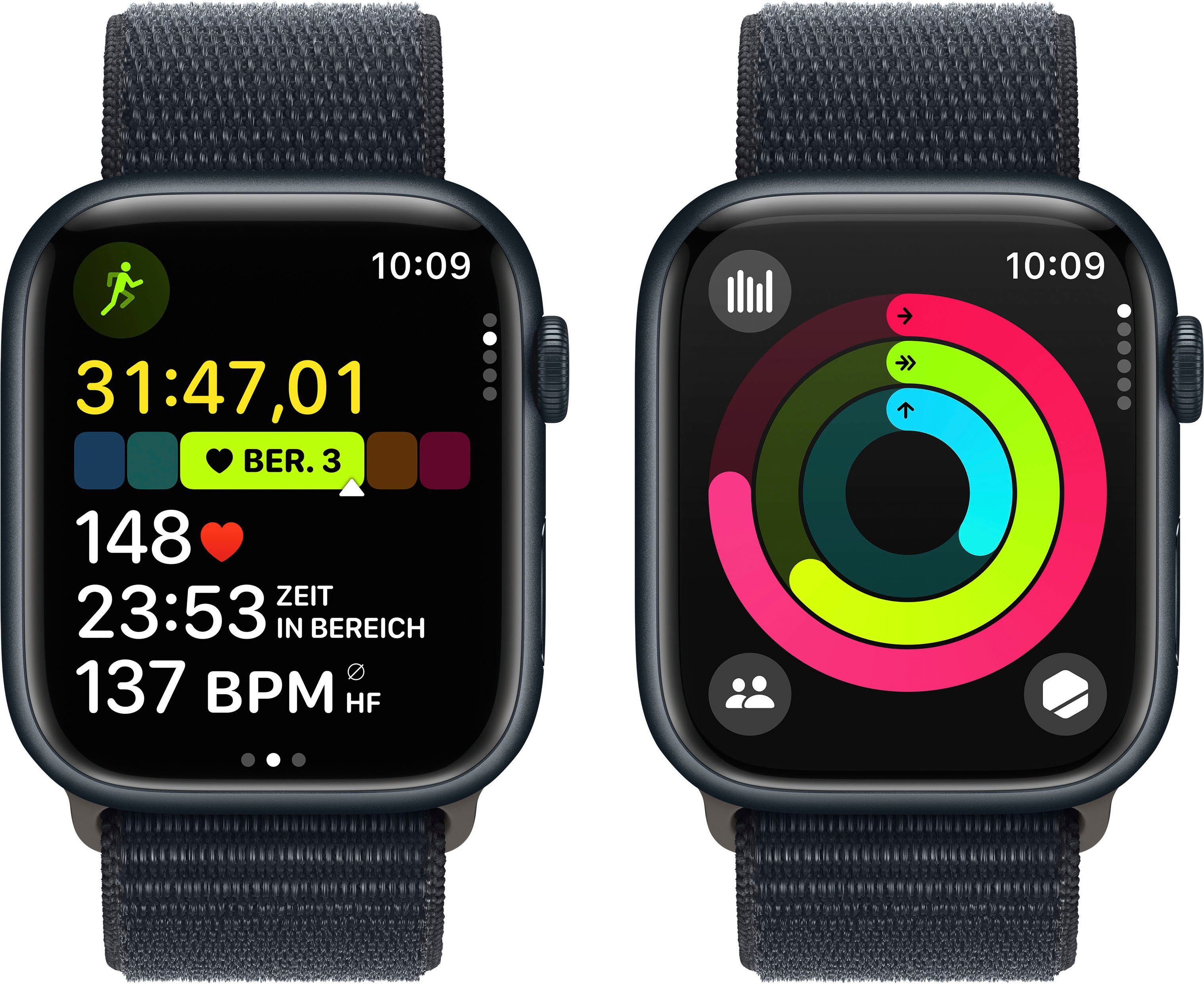 Apple Watch Series 9 GPS Zoll, Mitternacht 10), | (4,5 Mitternacht Loop 45mm Aluminium cm/1,77 Sport OS Watch Smartwatch