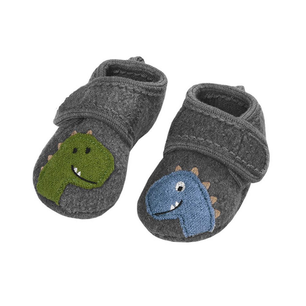 MAXIMO Lauflernschuhe "Dinosaurier" Anti-Rutsch-Sohle, Klettverschluß Lauflernschuh (2-tlg) Wollfleece