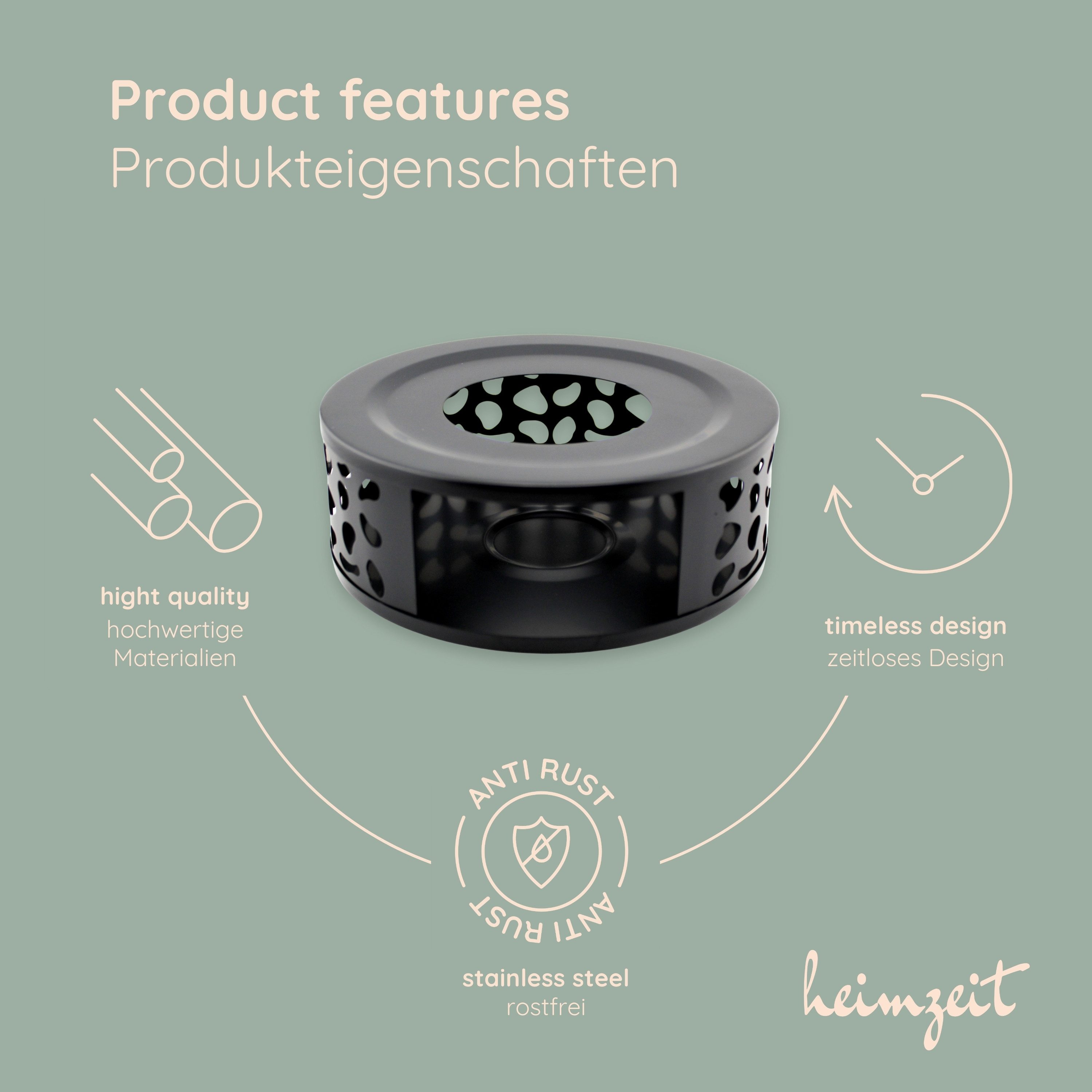 heimzeit Stövchen heimzeit Stövchen mit Teelichthalter Edelstahl, (Set), Teewärmer für Teekannen und Kaffeekannen