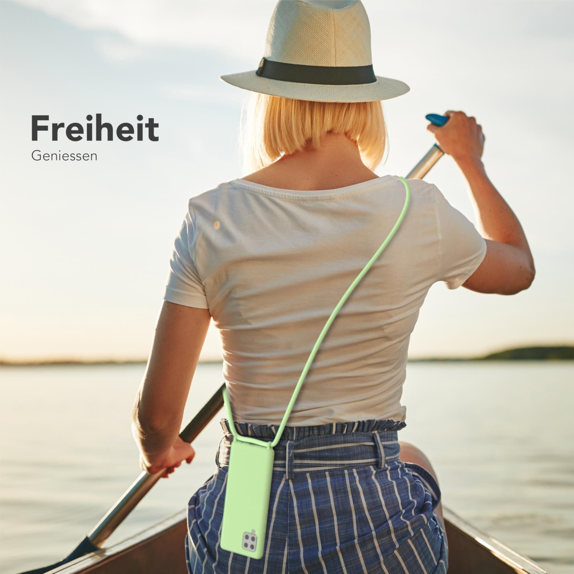 EAZY CASE Handykette Silikon Kette für Samsung Galaxy A42 5G 6,6 Zoll, Handy Band Schutzhülle Back Cover Full Color Nacht Grün / Dunkelgrün
