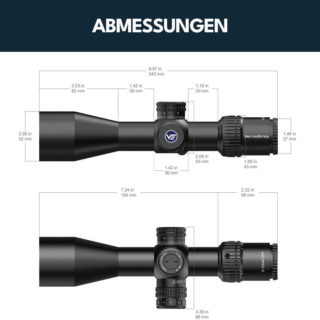 Vector Optics Vector Optics SCOM-40 Veyron 3-12x44IR Zielfernrohr (Ideal für Jagd, Sport und Airsoft)