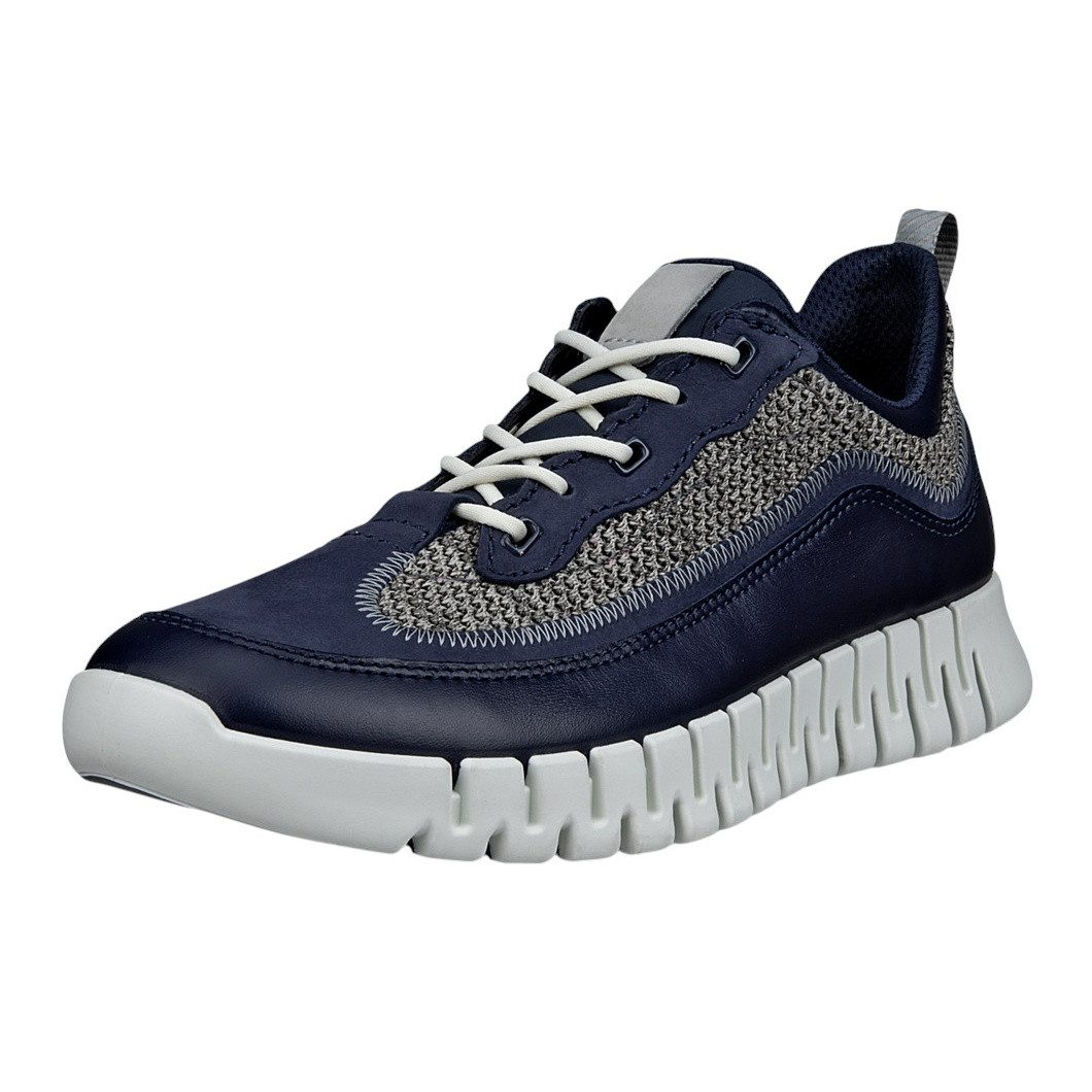 Ecco Gruuv Lea (Premium-Leder, Mesh-Gewebe) navyblau/grau Herren Sneaker