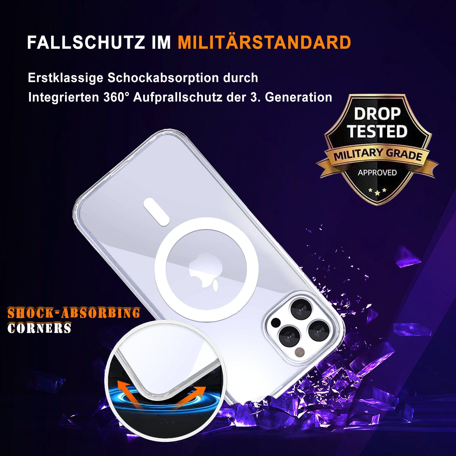 Frentree Handyhülle für alle iPhone Modelle 11/12/13/14, Premium Schutzhülle mit MagSafe, Schnelles Laden mit 15W, Anti-Vergilbung Case, Magnetische Handy Schutzhülle