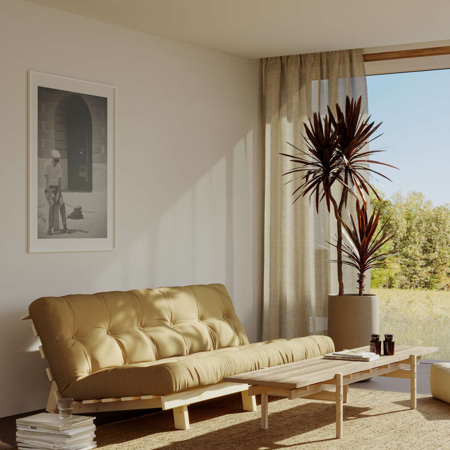 Karup Design Schlafsofa Lean 200 Schlafsofa, Gästebett, Sofa mit Futonmatratze, 2 Teile, Inkl. Futonmatratze, Liegefläche 130x200 cm, FSC® zertifizierte Kiefer