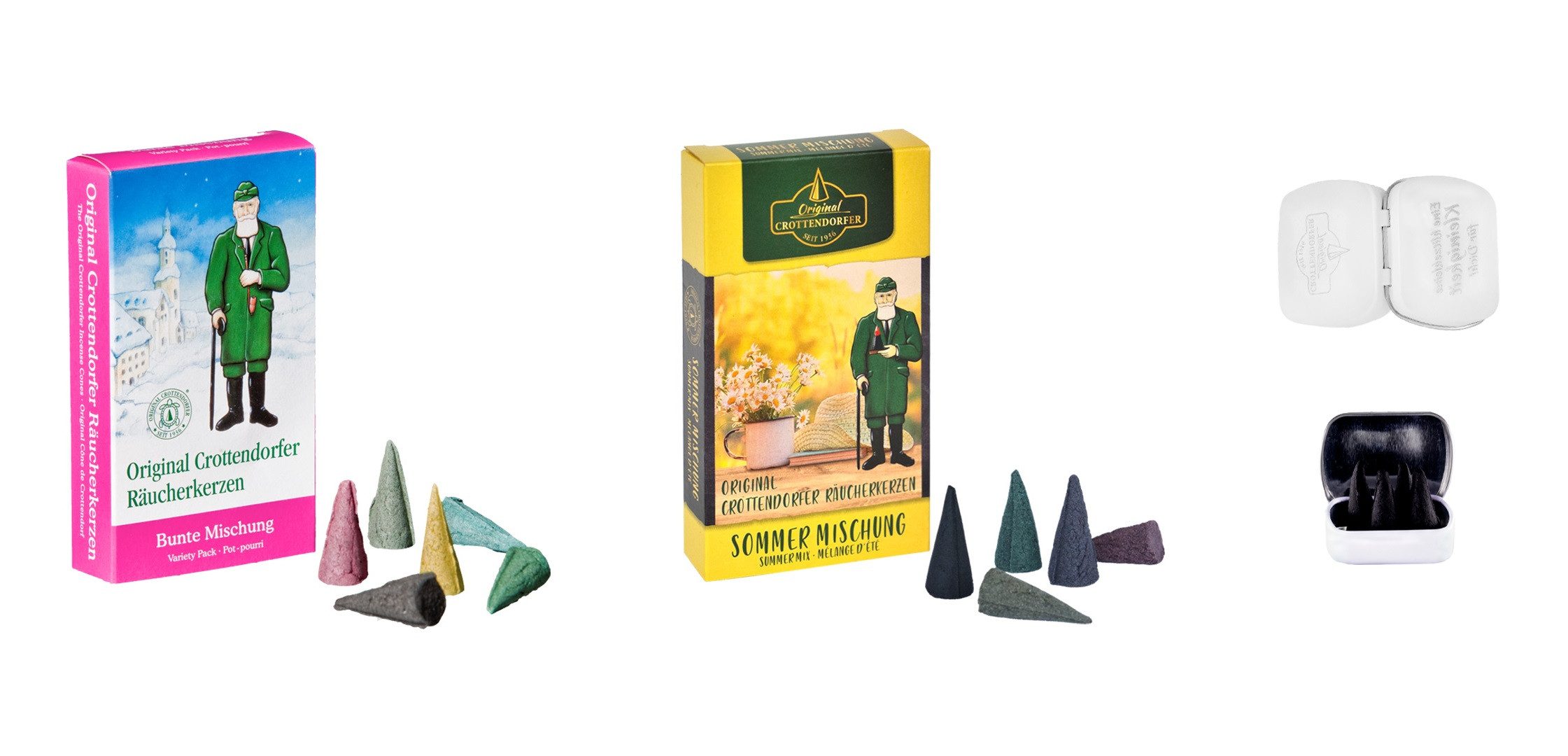 Crottendorfer Duftkerze Räucherkerzen Jahresmischung - 2er Set - Inklusive 4 Haamitkerzle, mit Düften für das ganze Jahr - Made in Germany