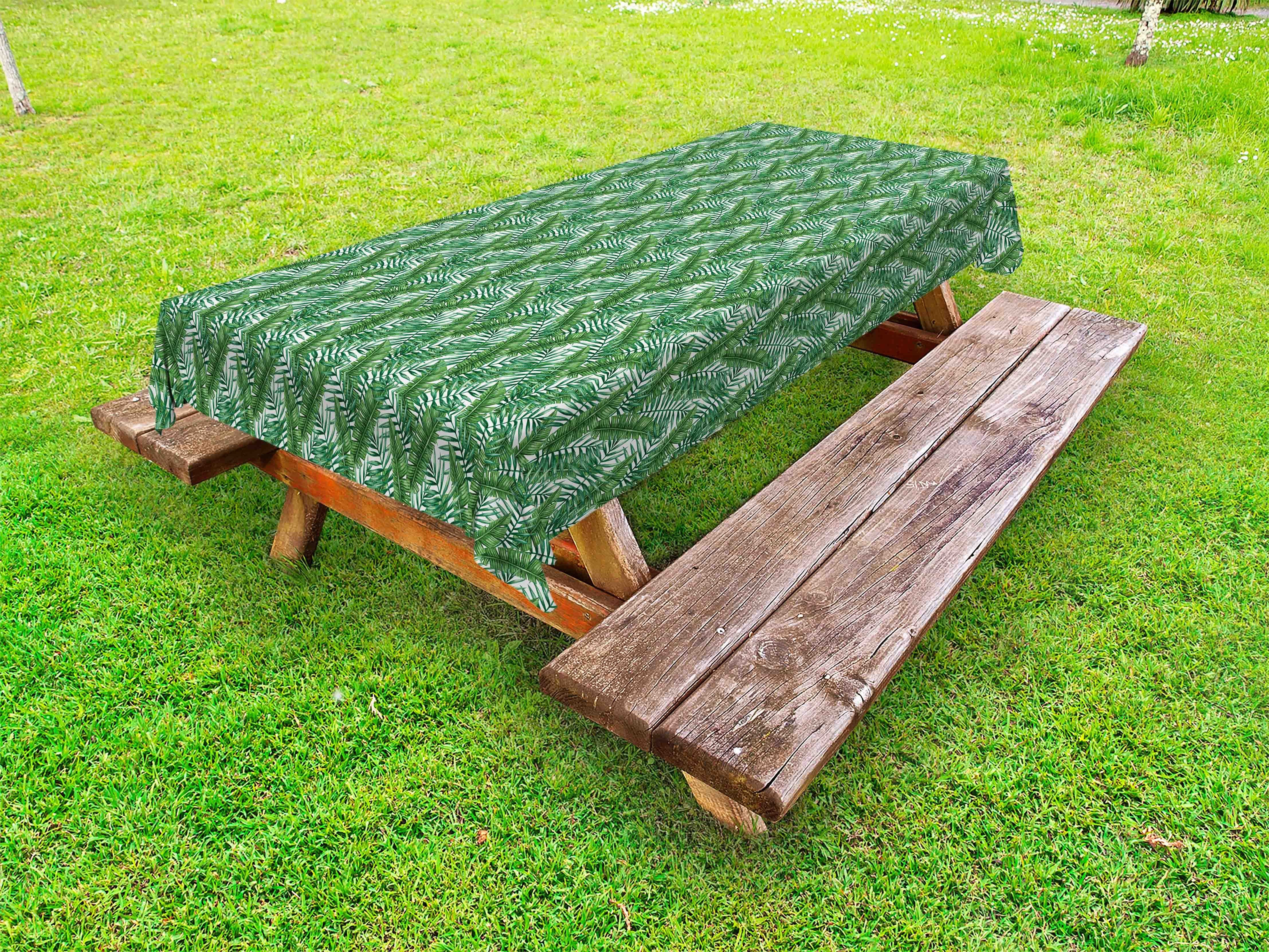Abakuhaus Tischdecke dekorative waschbare Picknick-Tischdecke, Jungle Leaves Wedeln Töne von Grün | Tischdecken