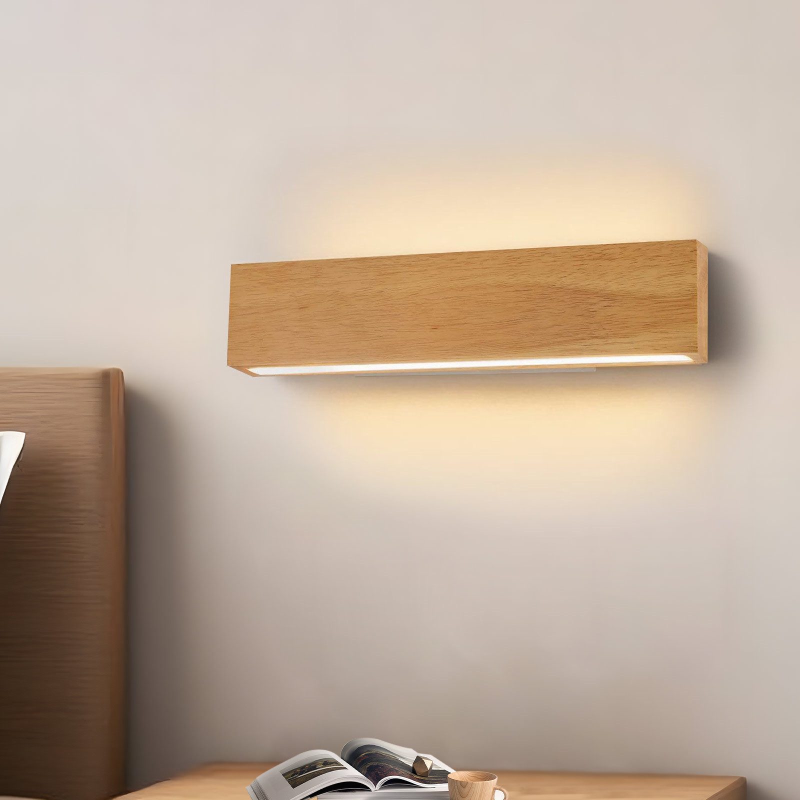 Nettlife LED Wandleuchte Holz 3000K warm weiße Wandbeleuchtung, Drehbar 330 günstig online kaufen