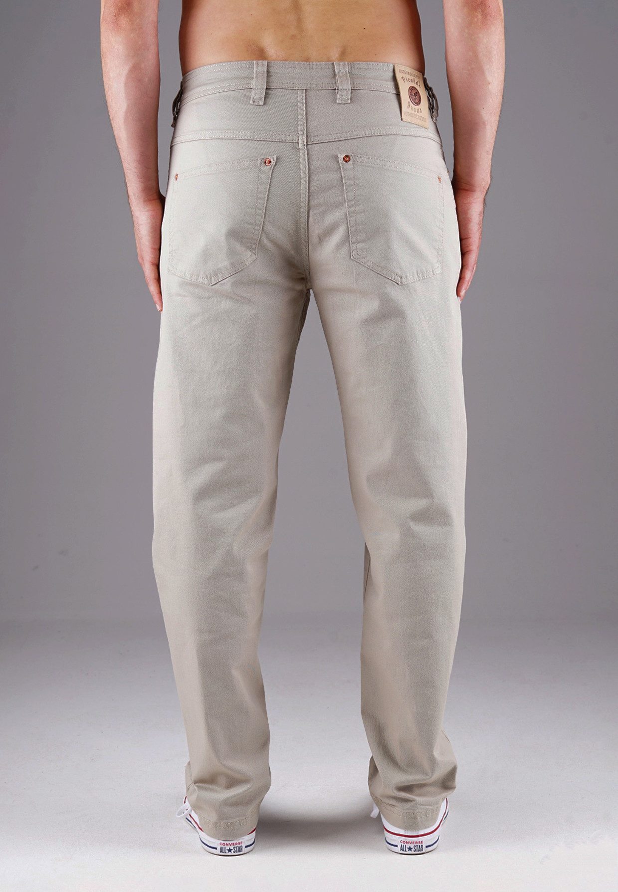 PICALDI Jeans 5-Pocket-Hose Stoffhose Zicco 472 Gabardine Glow Carrot Fit Beige Ecru (1-tlg) Sommerlicher Gabardine-Stoff