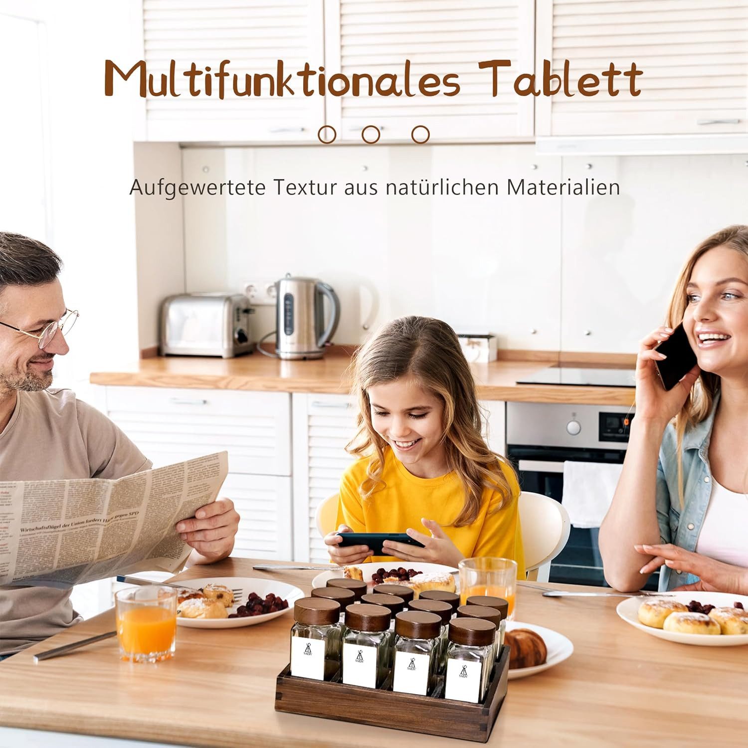 KingLux Gewürzständer Akazienholz-Tablett-Gewürzständer mit 12stk.120ml Gew günstig online kaufen