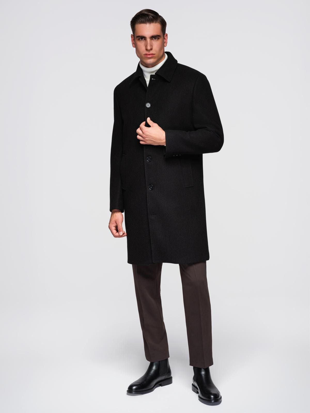 OMBRE Wintermantel Langer, einreihiger Herrenmantel mit Kragen und Innenfutter mit abnehmbare, gesteppte Weste