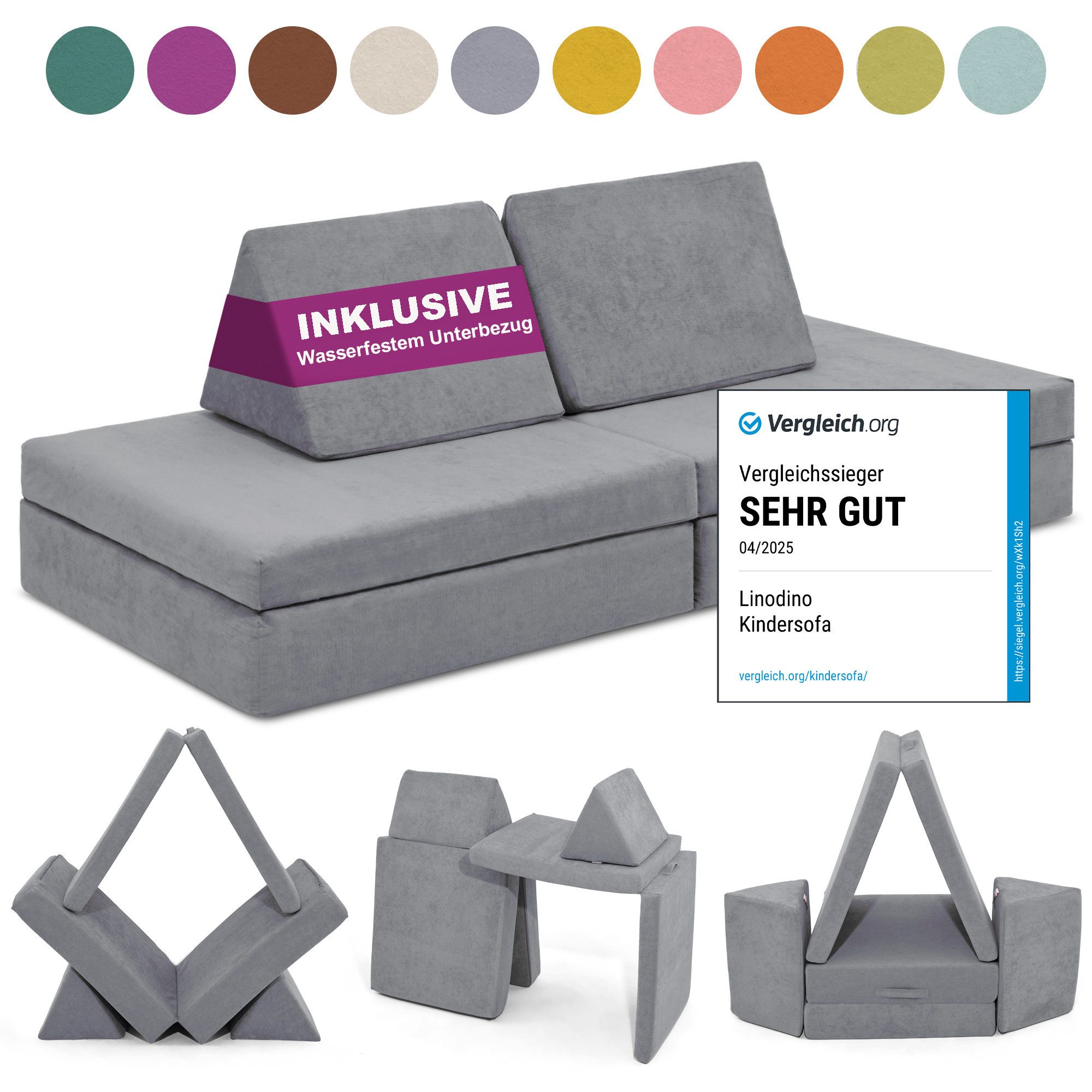 Linodino Kindersofa Spielsofa I aus Schaumstoff Bausteine I Spielcouch für günstig online kaufen