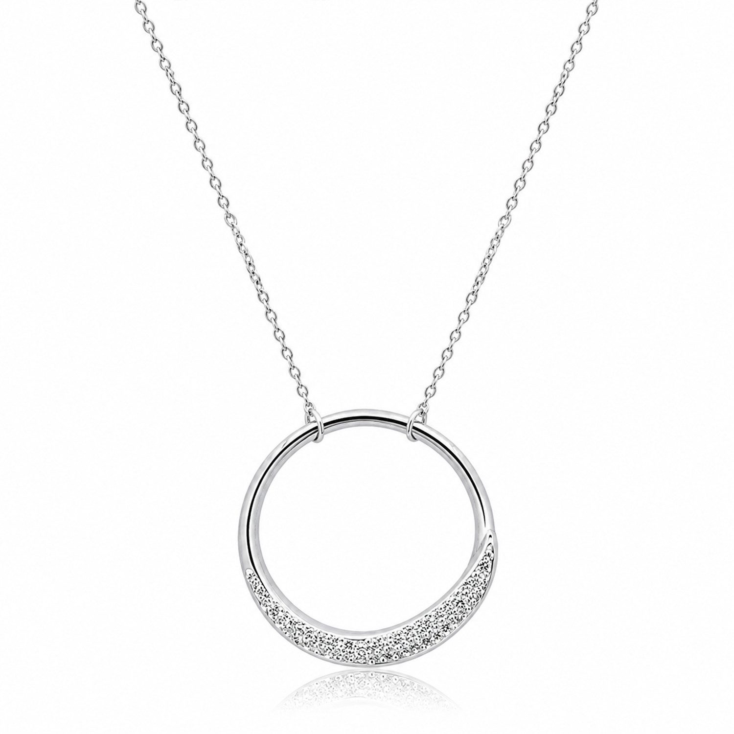Kette mit Anhänger Edelstahl Halskette 50+5 cm 'Ring mit Zirkonia'