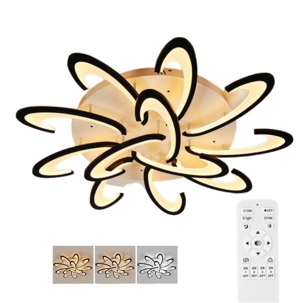 LETGOSPT Deckenleuchte LED Deckenleuchte Dimmbar, mit Fernbedienung, aus Metall und Acryl, LED fest integriert, warmweiß, kaltweiß, neutralweiß, Moderne Wohnzimmerlampe,für Wohnzimmer, Schlafzimmer, Küche, Hotel