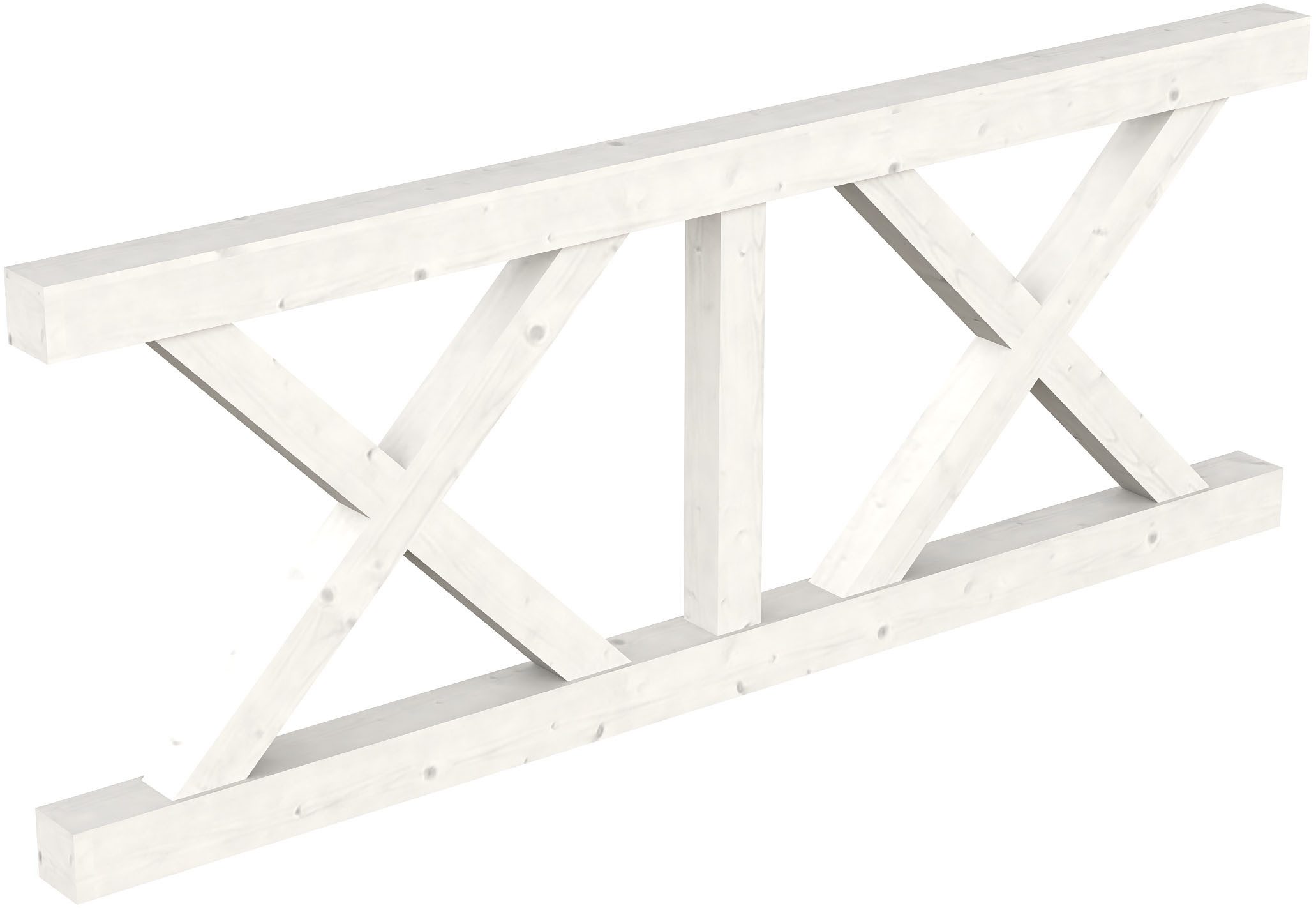 Skanholz Brüstungsgeländer Andreaskreuz, 220 cm Länge, 84 cm Höhe, für die Front