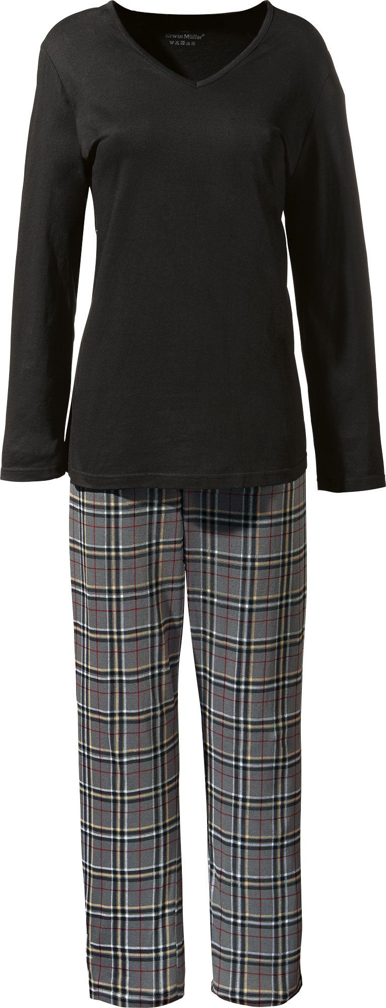 Erwin Müller Pyjama Damen-Schlafanzug Single-Jersey Karo günstig online kaufen