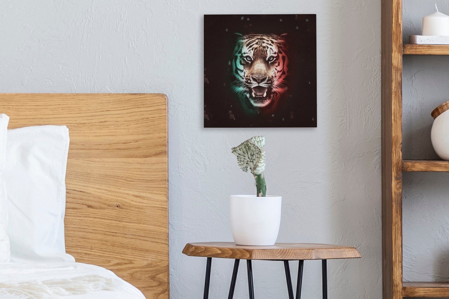 OneMillionCanvasses® Leinwandbild Tiger - Schlafzimmer (1 Leinwand Farbe Wohnzimmer - Bilder St), für Tiere