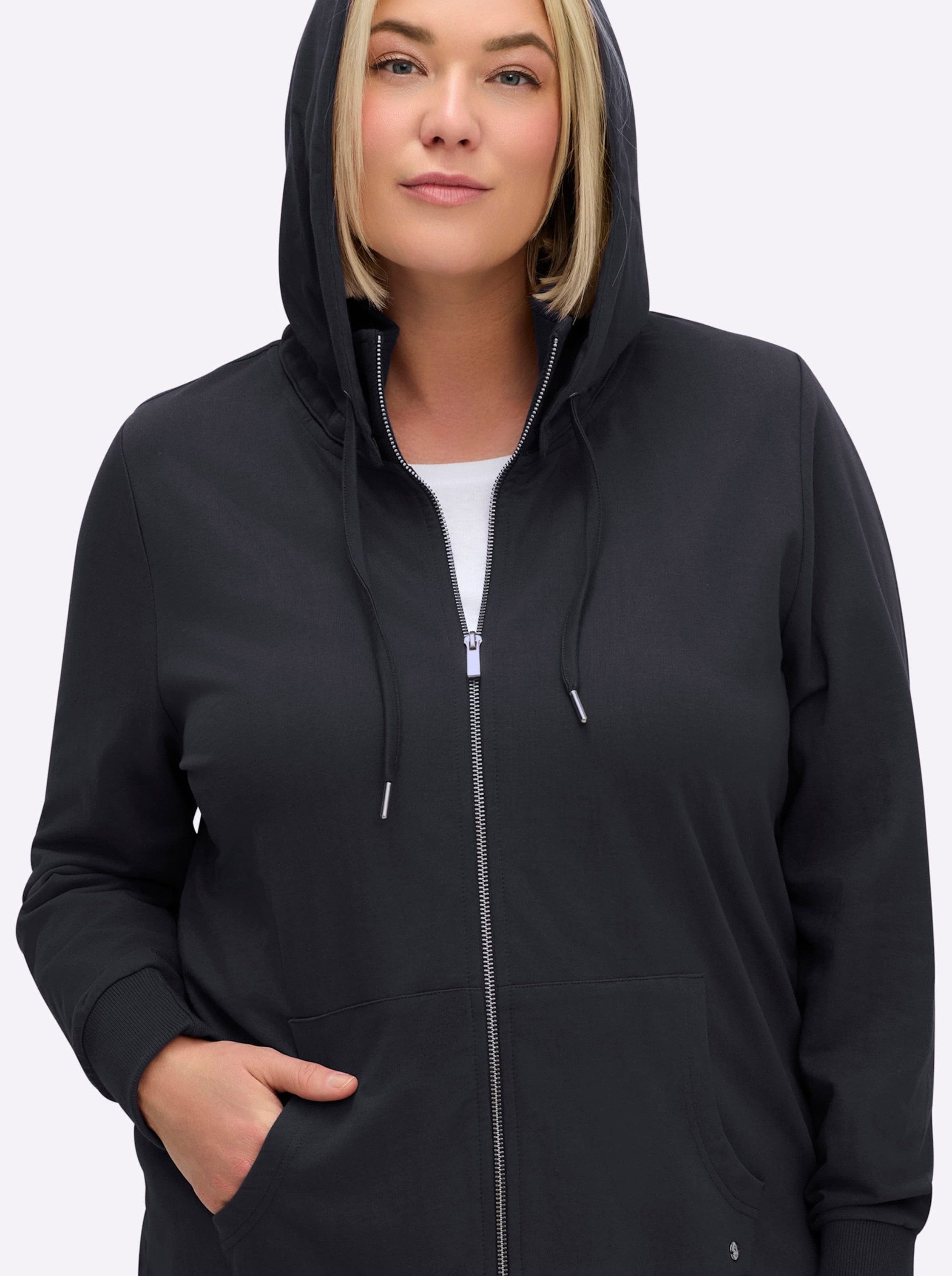 Sheego Shirtjacke Sweatjacke Langarm – Bild 4 von 5