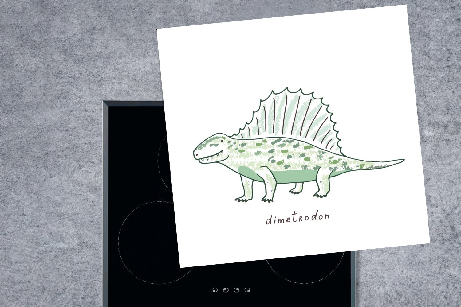 MuchoWow Herdblende-/Abdeckplatte Kinderzimmer - Kinder, Mädchen - cm, tlg), - küche Dinosaurier Ceranfeldabdeckung, 78x78 Vinyl, für Jungen - - Dimetrodon (1 Arbeitsplatte