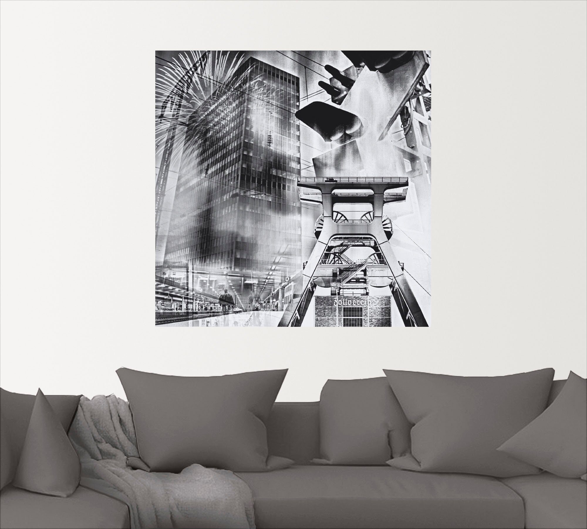 Artland Wandbild Essen Skyline Abstrakte Collage, günstig online kaufen