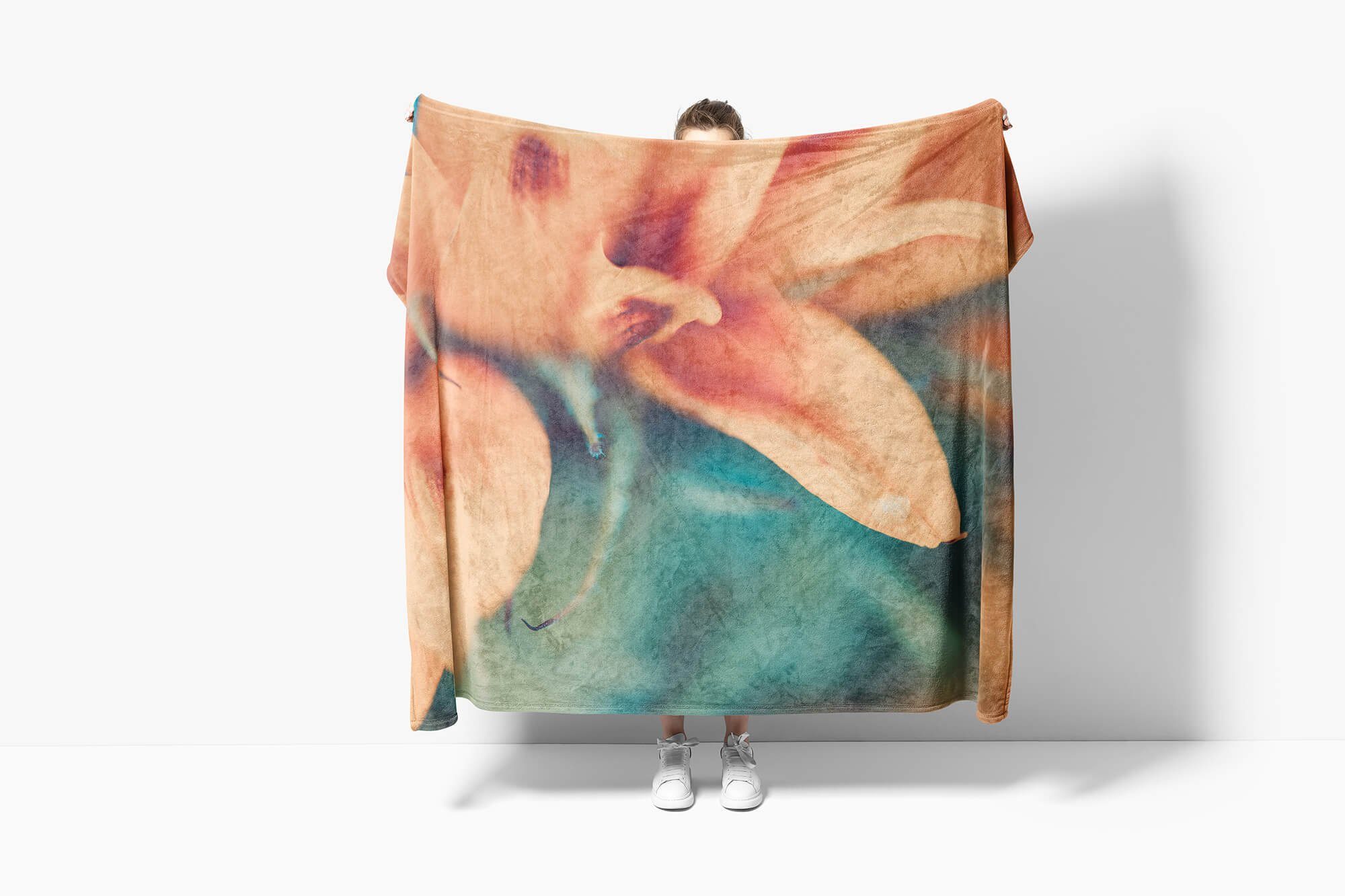 Kuscheldecke Makrof, Handtuch Baumwolle-Polyester-Mix Blume Fotomotiv Handtuch mit Art Blüte (1-St), Handtücher Sinus Saunatuch Strandhandtuch