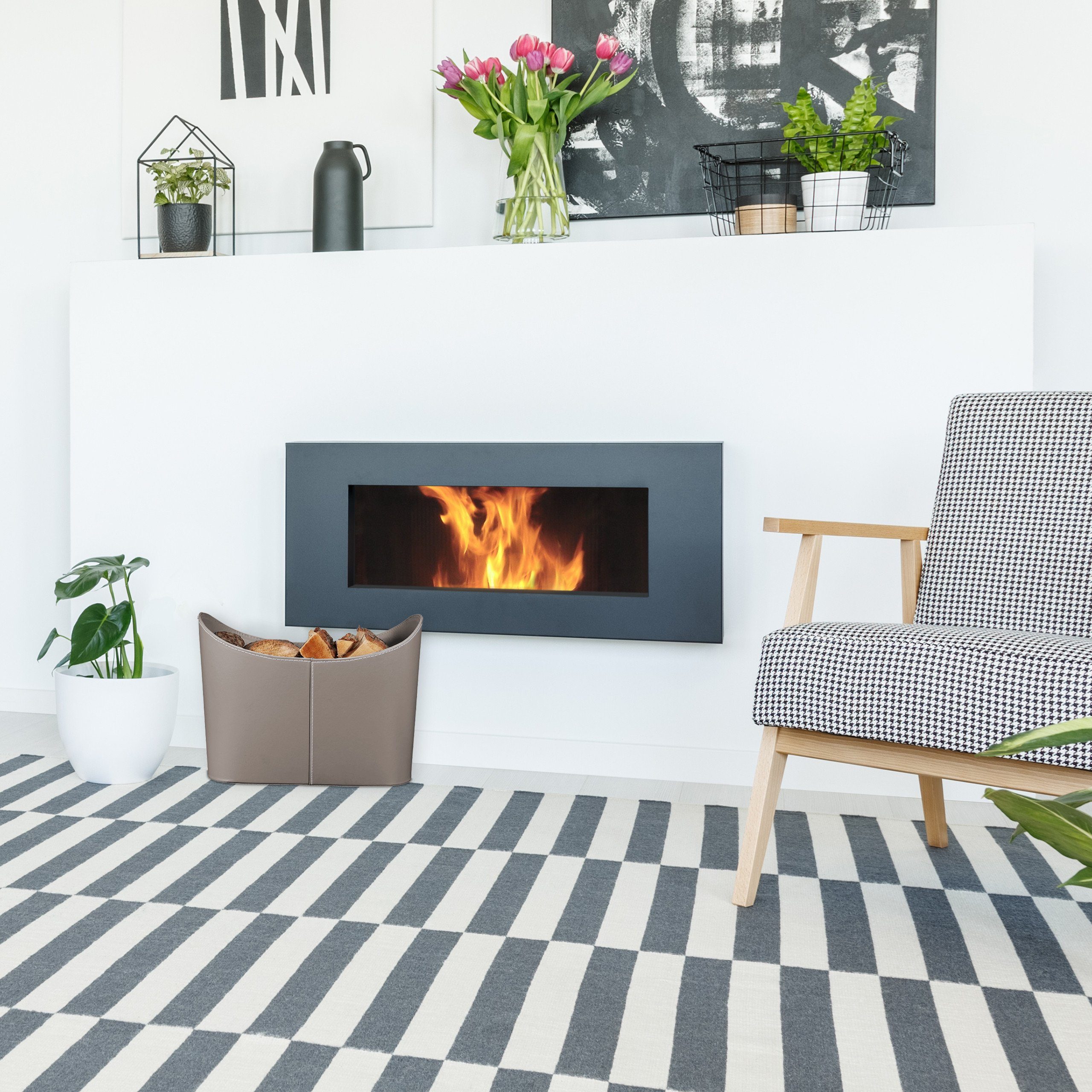 relaxdays Kaminholzkorb Grauer Holzkorb Kunstleder, XL günstig online kaufen