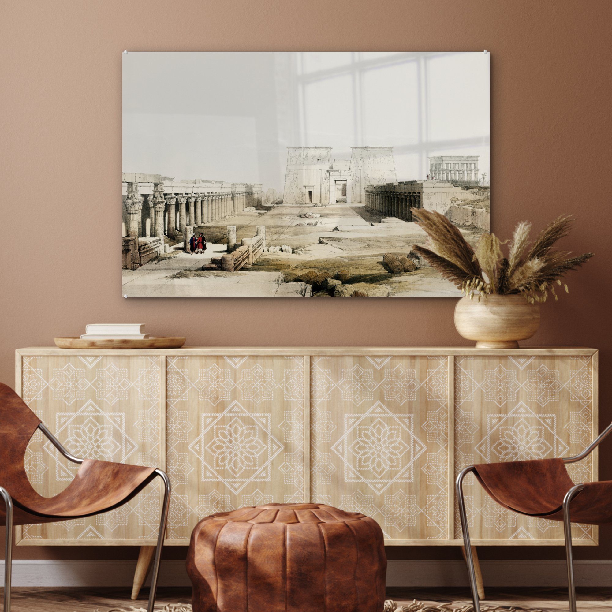 den Schlafzimmer David Wohnzimmer Roberts, MuchoWow an Tempel St), Acrylglasbilder Annäherung von (1 Große Nubia & Philae - Acrylglasbild