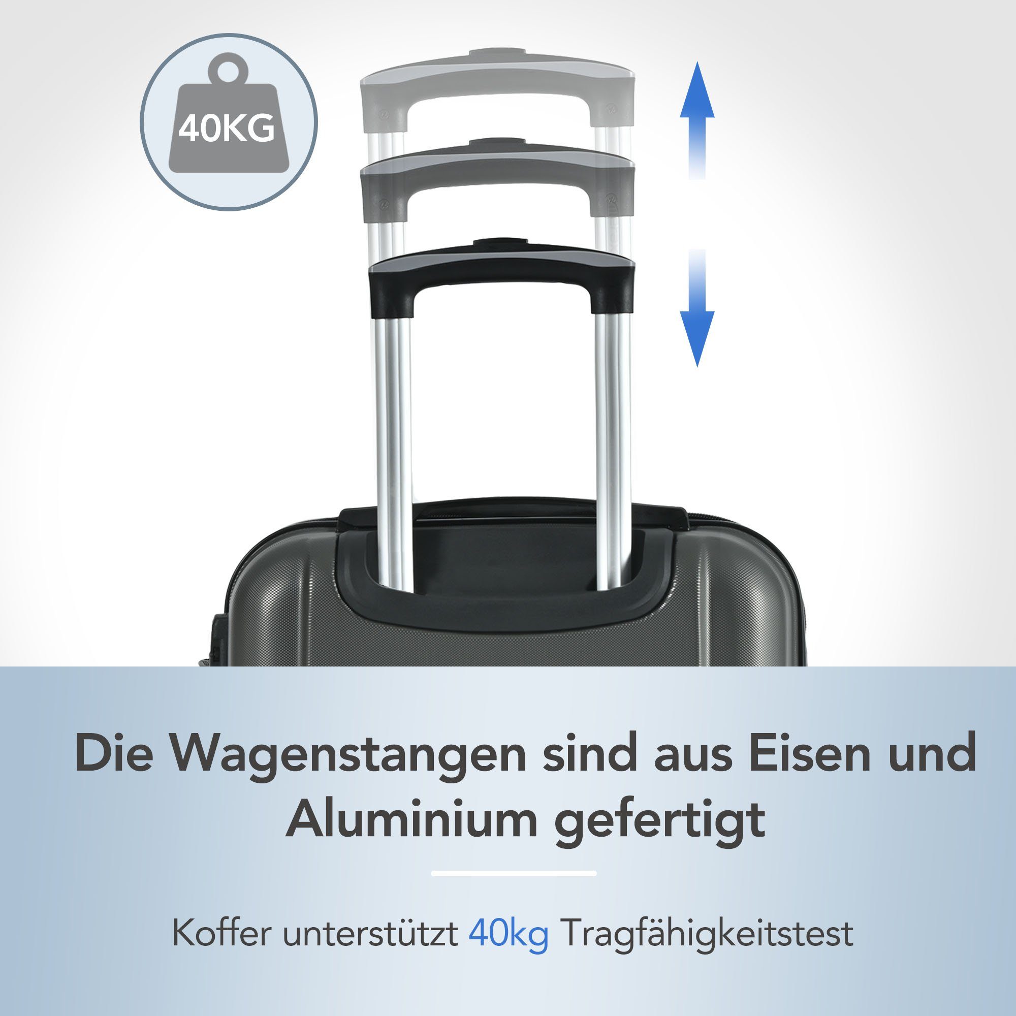 Hartschalen-Trolley Hartschalen-Handgepäck, 4 Rollen, Koffer mit TSA-Schloss und Universalrad, Erweiterbar Seitengriff
