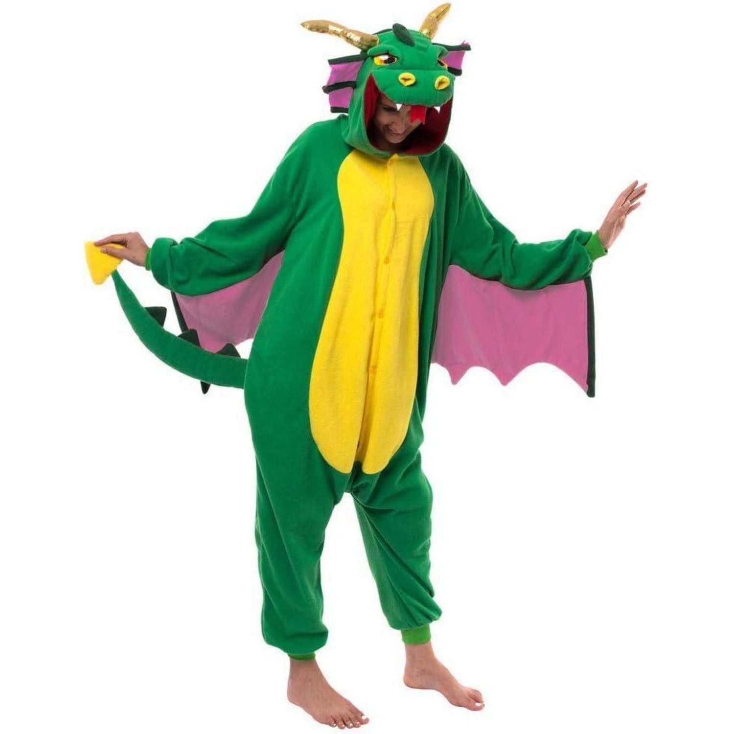 LuxusKollektion Maskottchen-Kostüm Drache Pyjama Erwachsene Dinosaurier Tier Halloween Karneval Cosplay