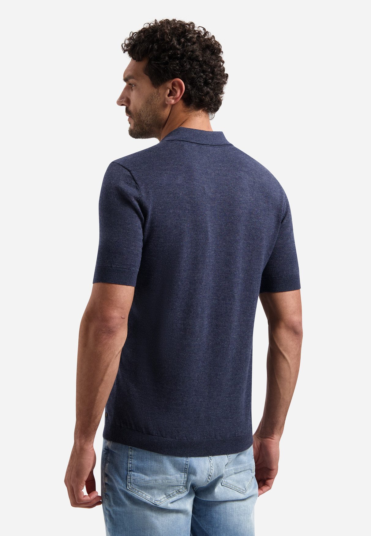 NO EXCESS Poloshirt Pullover Short Sleeve V-Polo Melang