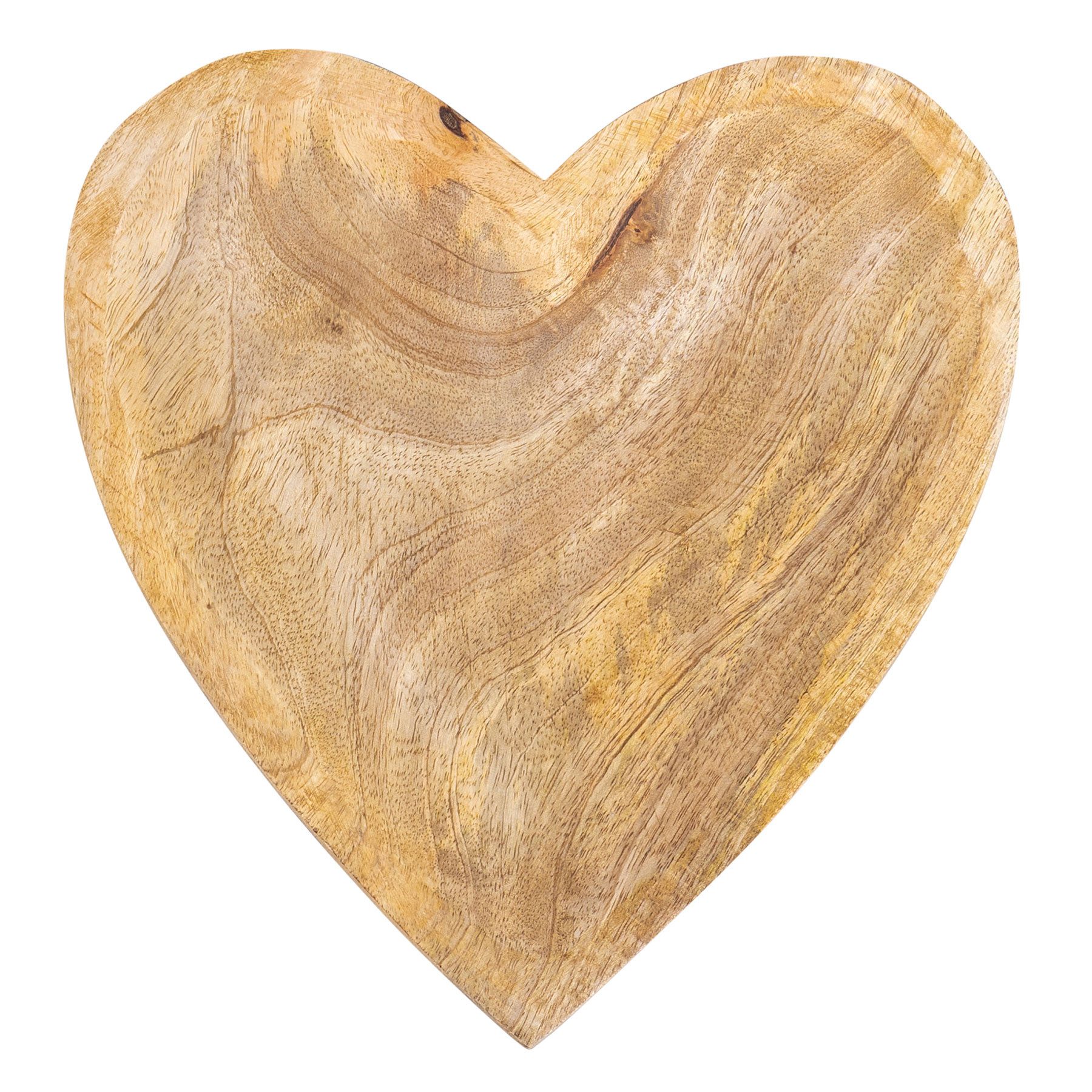 Levandeo® Dekoteller, Deko-Teller Herz 26cm Mangoholz Holzteller Holzschale Herzform