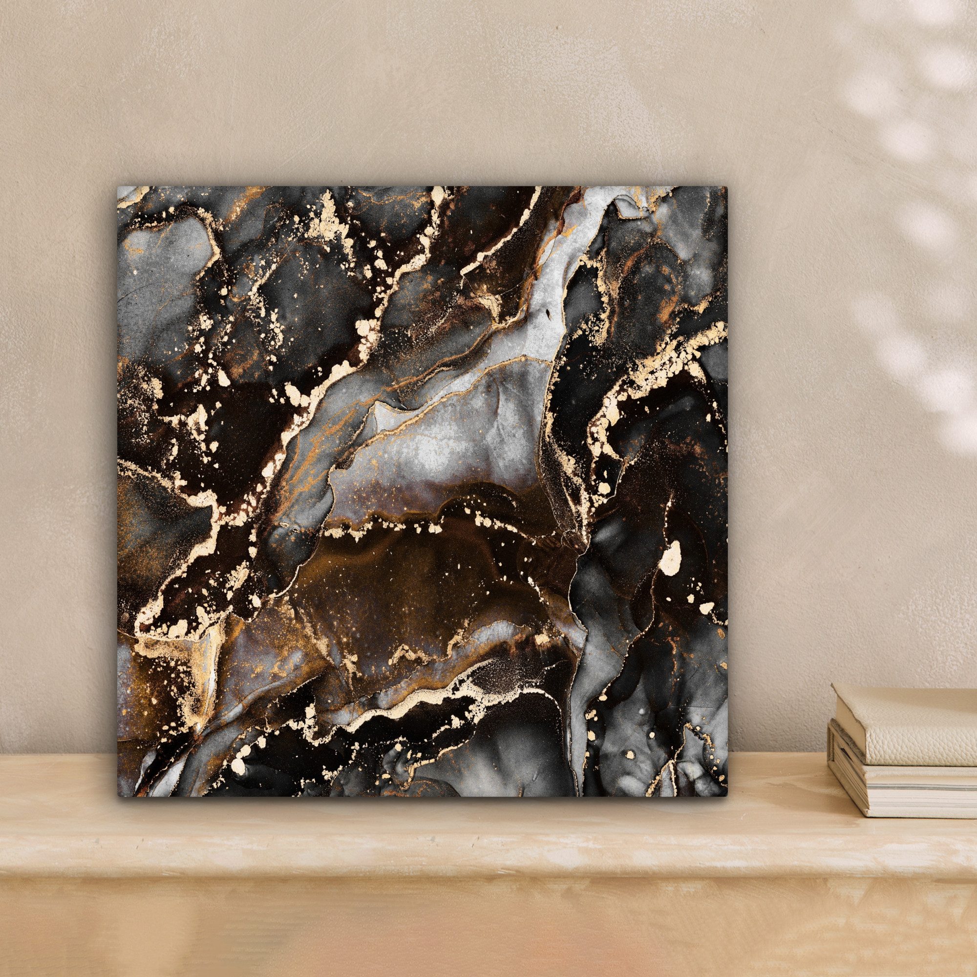 OneMillionCanvasses® Leinwandbild Marmor - Gold - Glitzer - Luxus, Fotodruck (1 St), Wandbild, Deko Schlafzimmer Wohnzimmer Flur 20x20 cm
