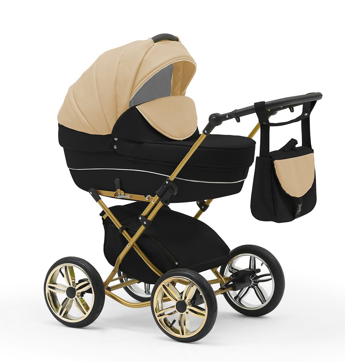 babies-on-wheels Kombi-Kinderwagen Sorento in 1 inkl. - 10 in 13 3 Designs Autositz Teile - Beige-Schwarz