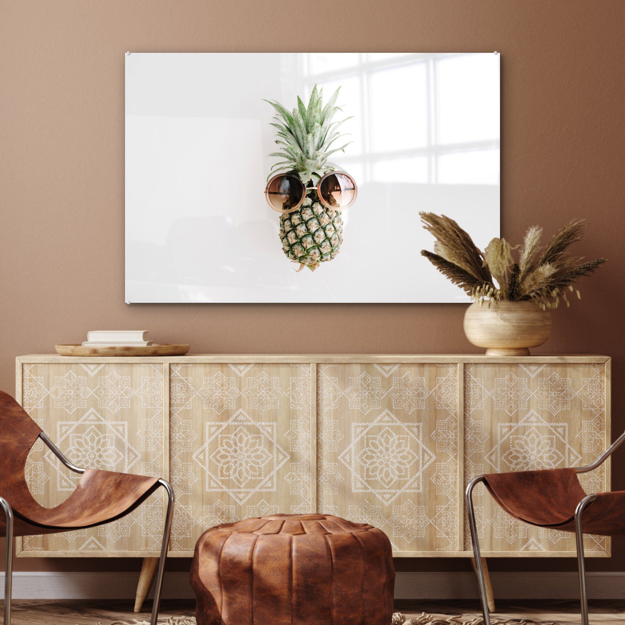 MuchoWow - Sonnenbrille St), Tropisch, - Acrylglasbilder Ananas Schlafzimmer Wohnzimmer & Acrylglasbild (1