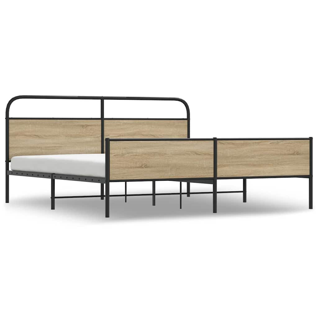 vidaXL Bett Metallbett ohne Matratze Räuchereiche günstig online kaufen