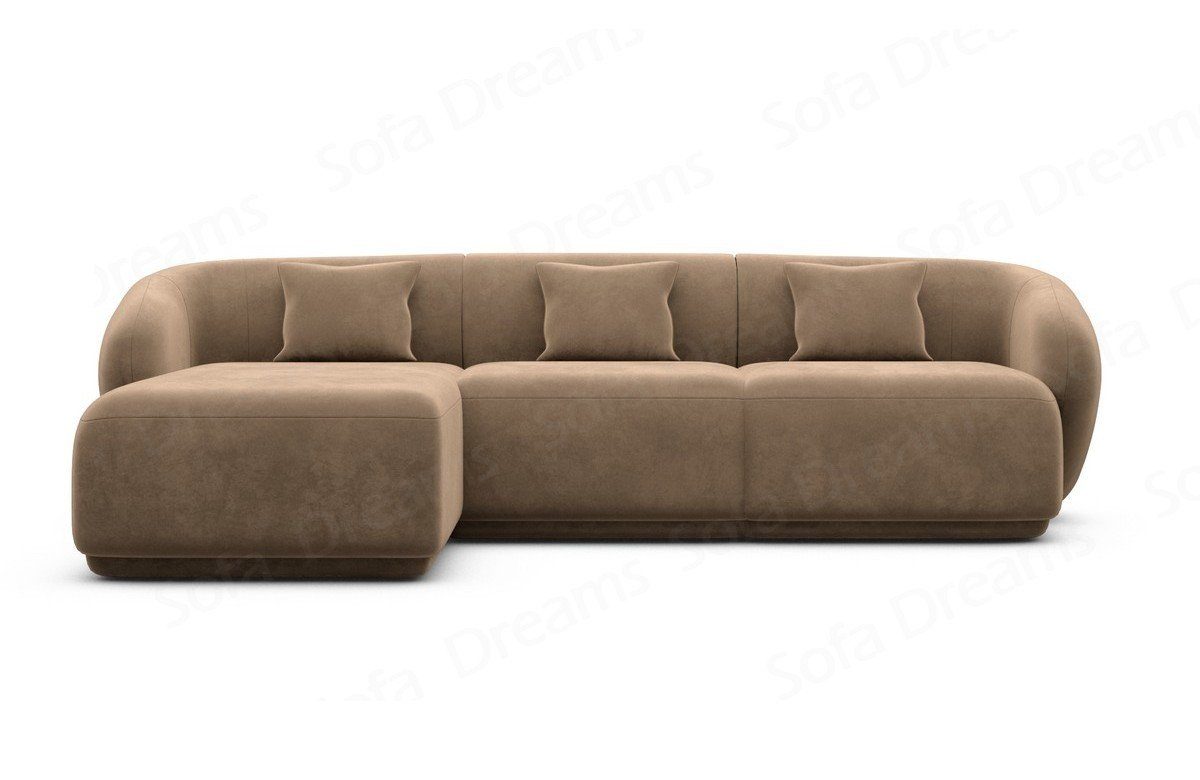 kurz mane mit Sofa Dreams Ecksofa Design Samtstoff Polster Stoffsofa, Couch Form L Marbella Loungesofa hellbraun09 Sofa