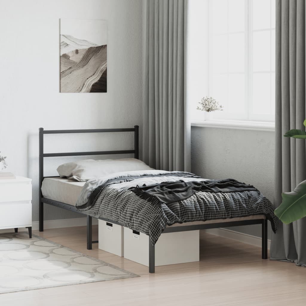 furnicato Bettgestell mit Kopfteil Metall Schwarz 100x200 cm (1-tlg) günstig online kaufen