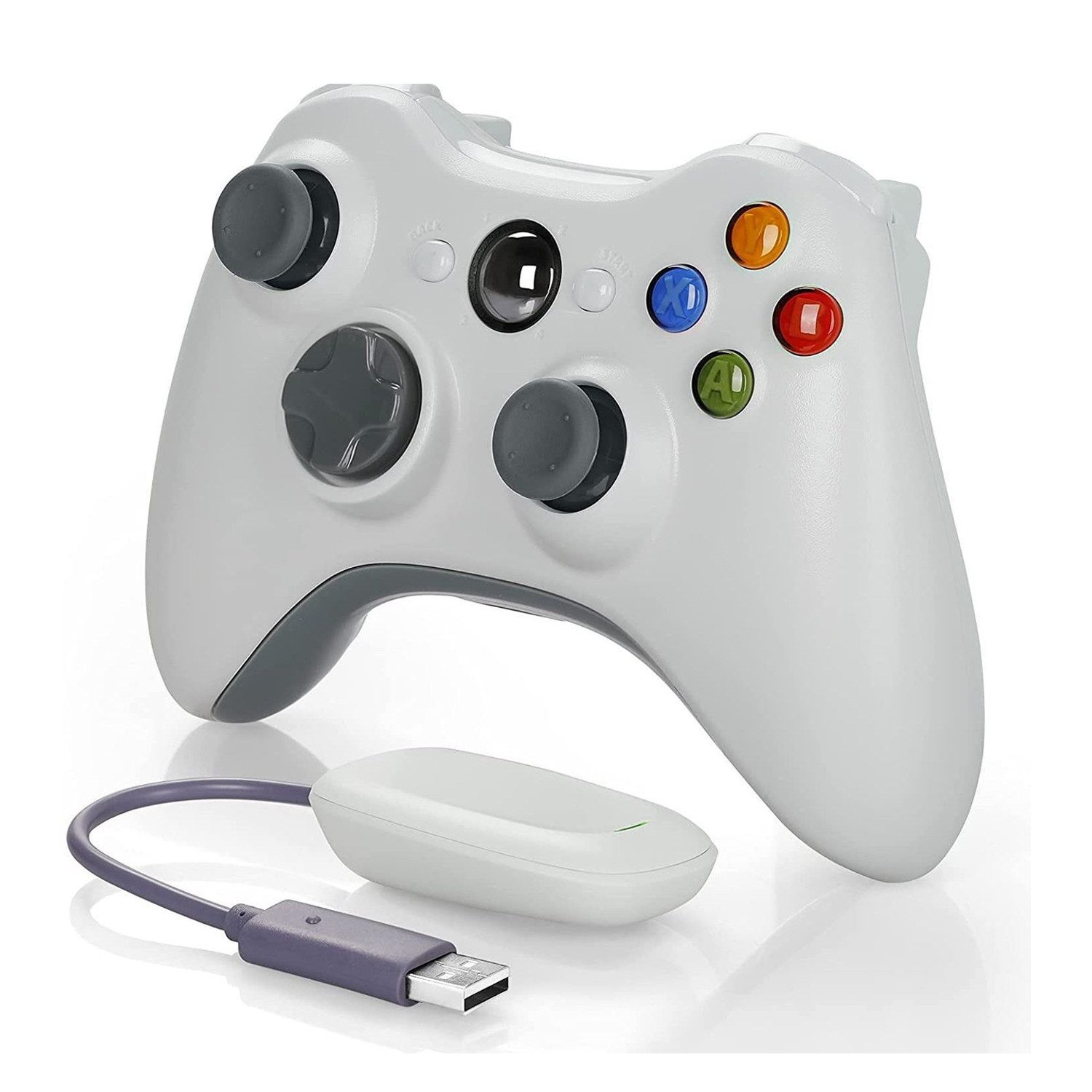 Einfach Kabelloser Controller, Gamepad kompatibel mit Xbox 360, 2,4 GHz Xbox-Controller (Kompatibel mit Xbox und Slim 360 PC Windows 7, 8, 10 (Schwarz/Weiß)