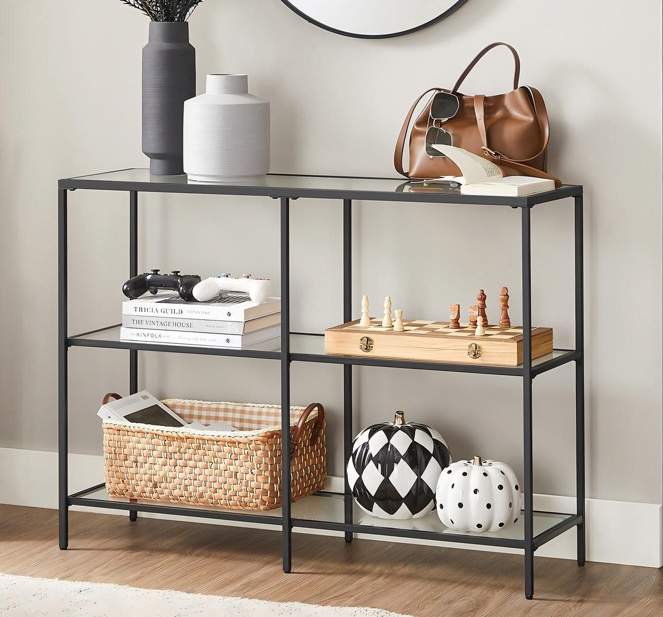 VASAGLE Konsolentisch, Beistelltisch, Flurtisch, Breite100/130cm, Hartglas günstig online kaufen