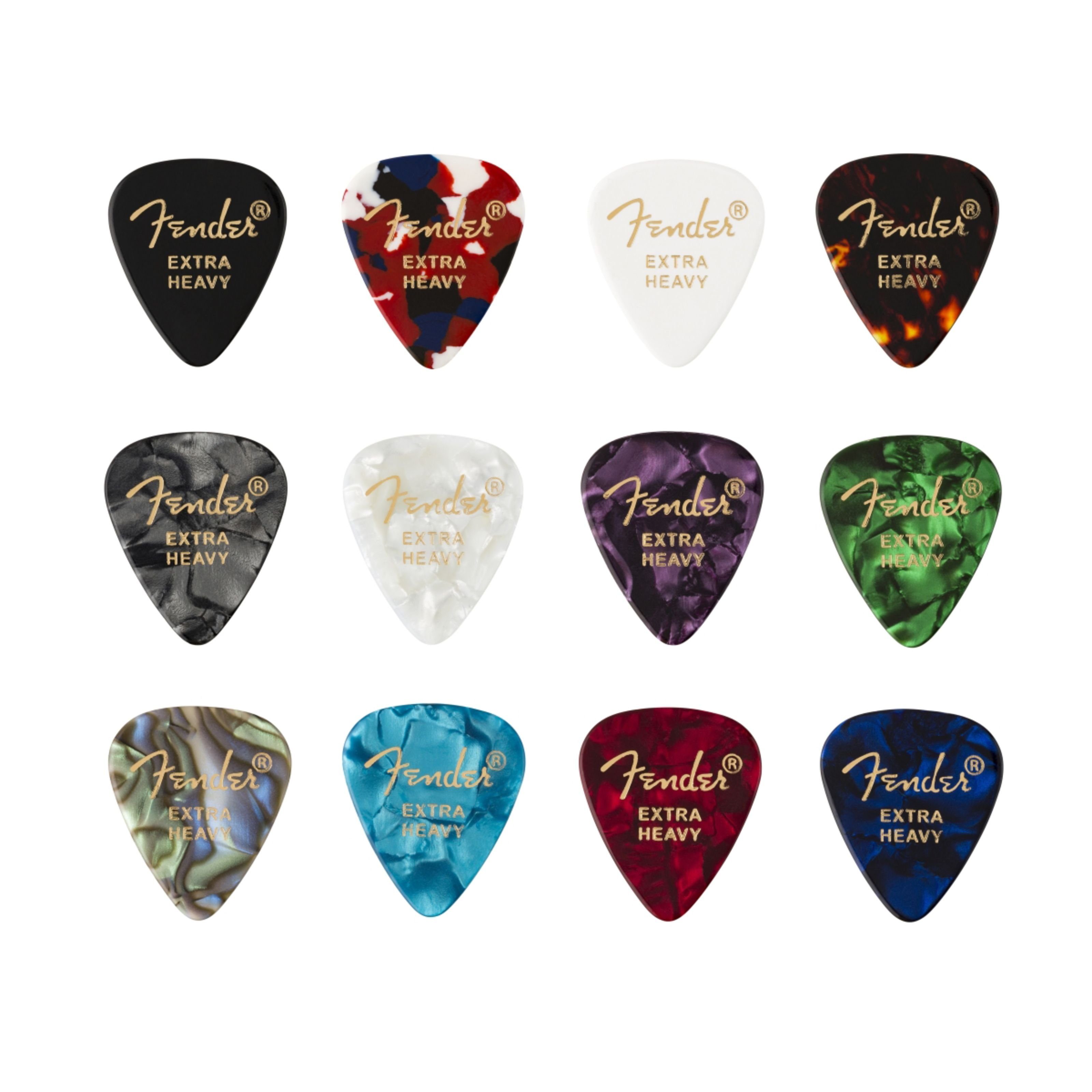 Fender Plektrum, 351 Picks Celluloid Medley Extra Heavy - Plektren Set
