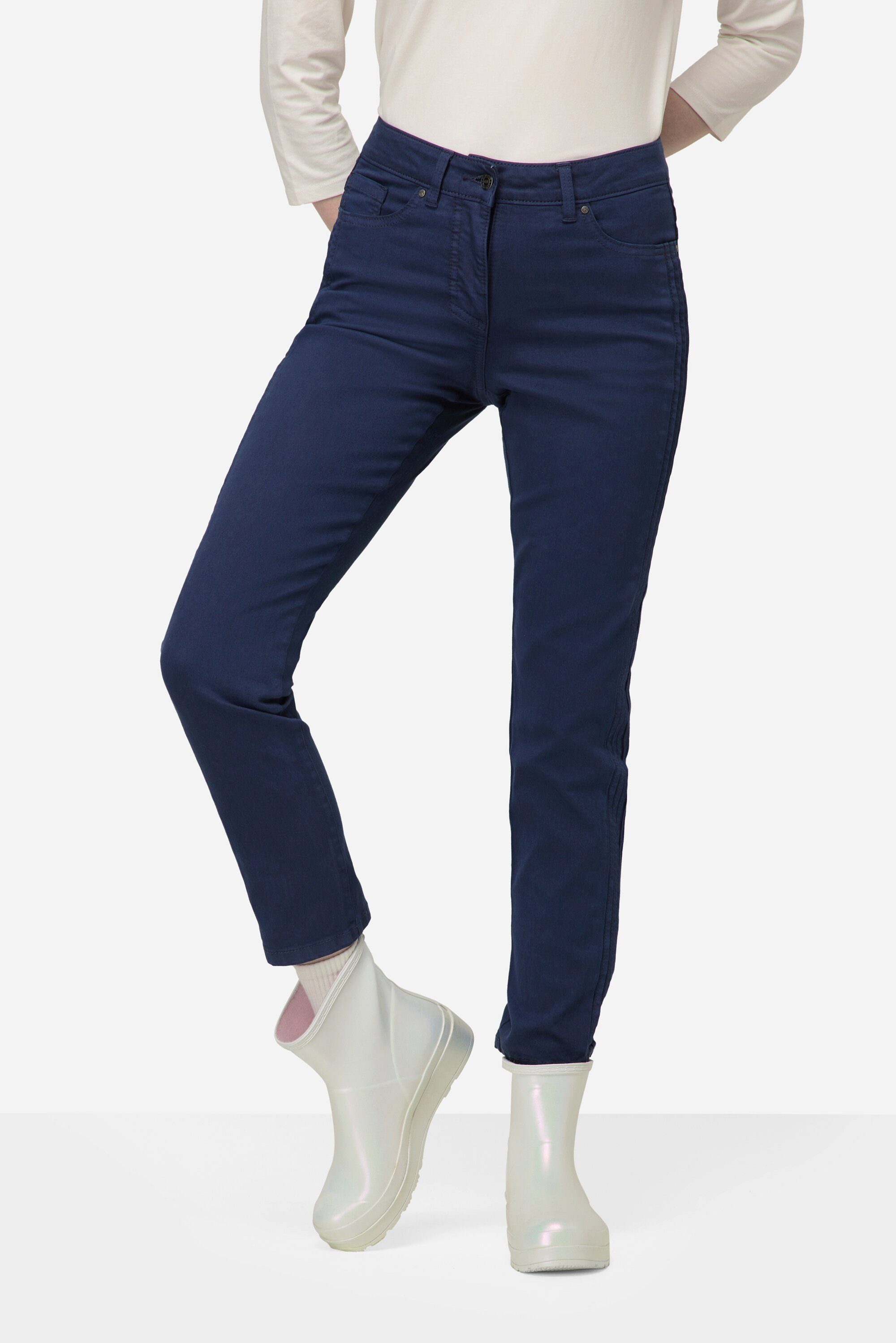 Laurasøn 5-Pocket-Jeans Jeans Tina gerade Passform seitliche Zierfalten jeansblau