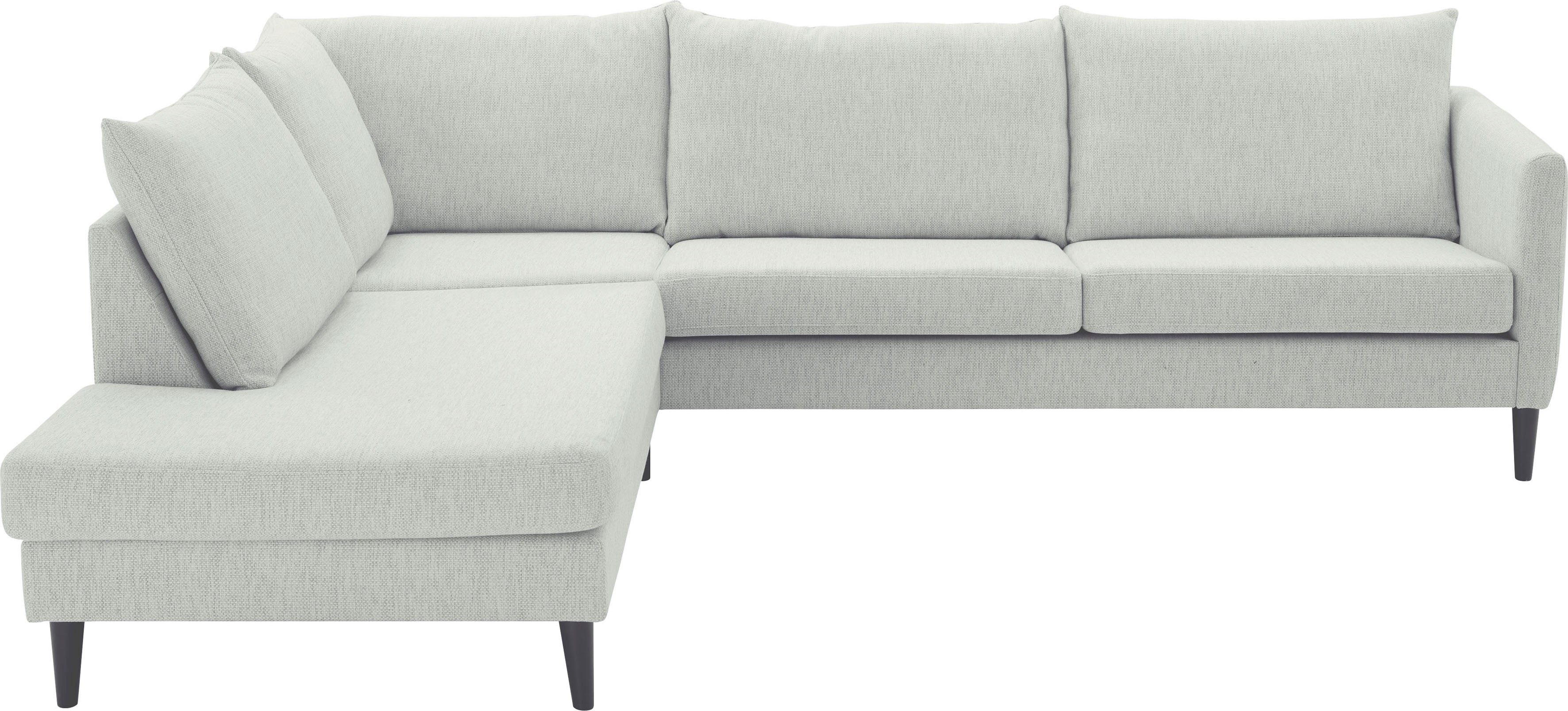 ATLANTIC home collection Ecksofa Rekvik, mit Wellenunterfederung, mit Massivholzfüßen hellgrau