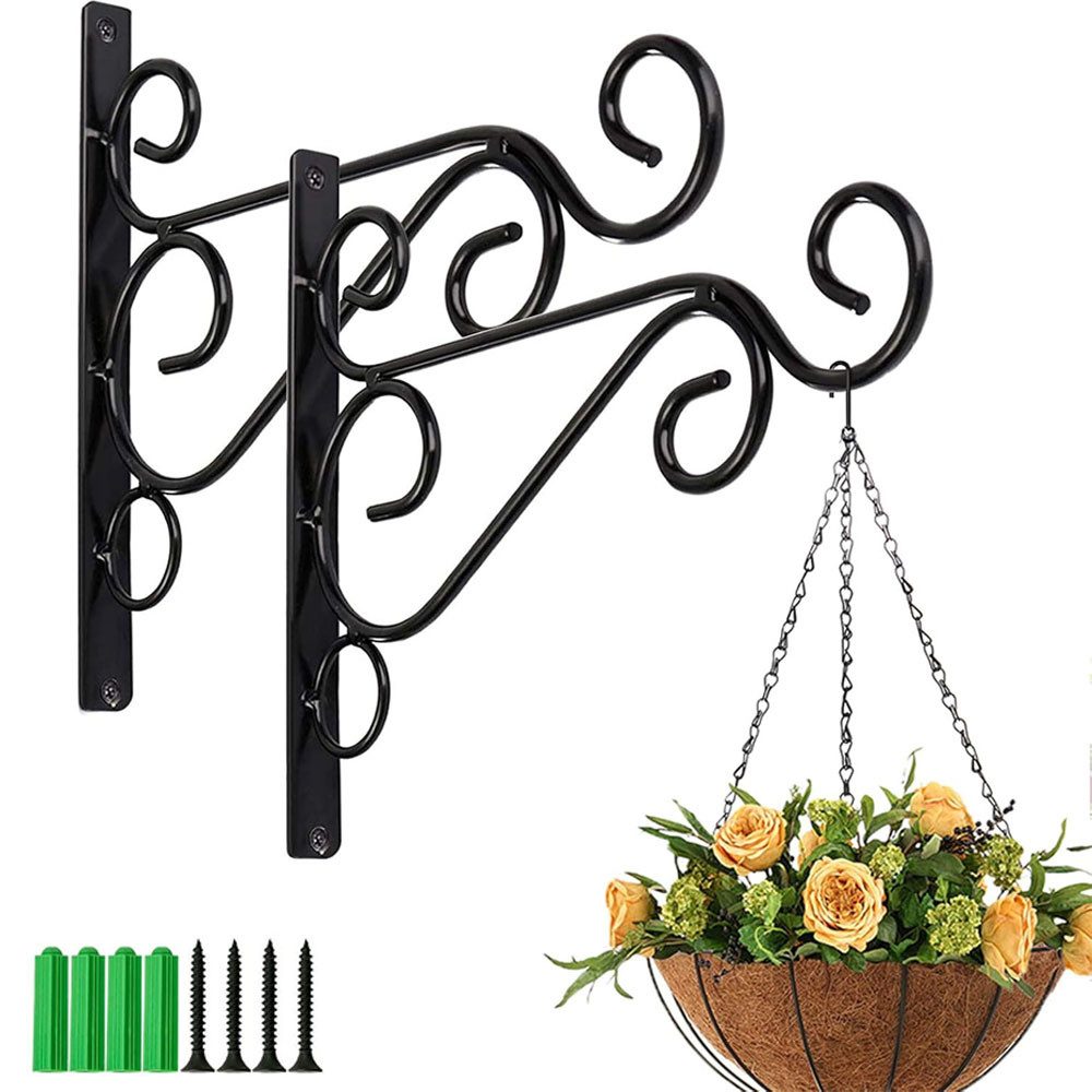 TUWENA Wandhaken Haken Blumenampel Schwarz mit Schrauben,Pflanze Wandhalterung hängende