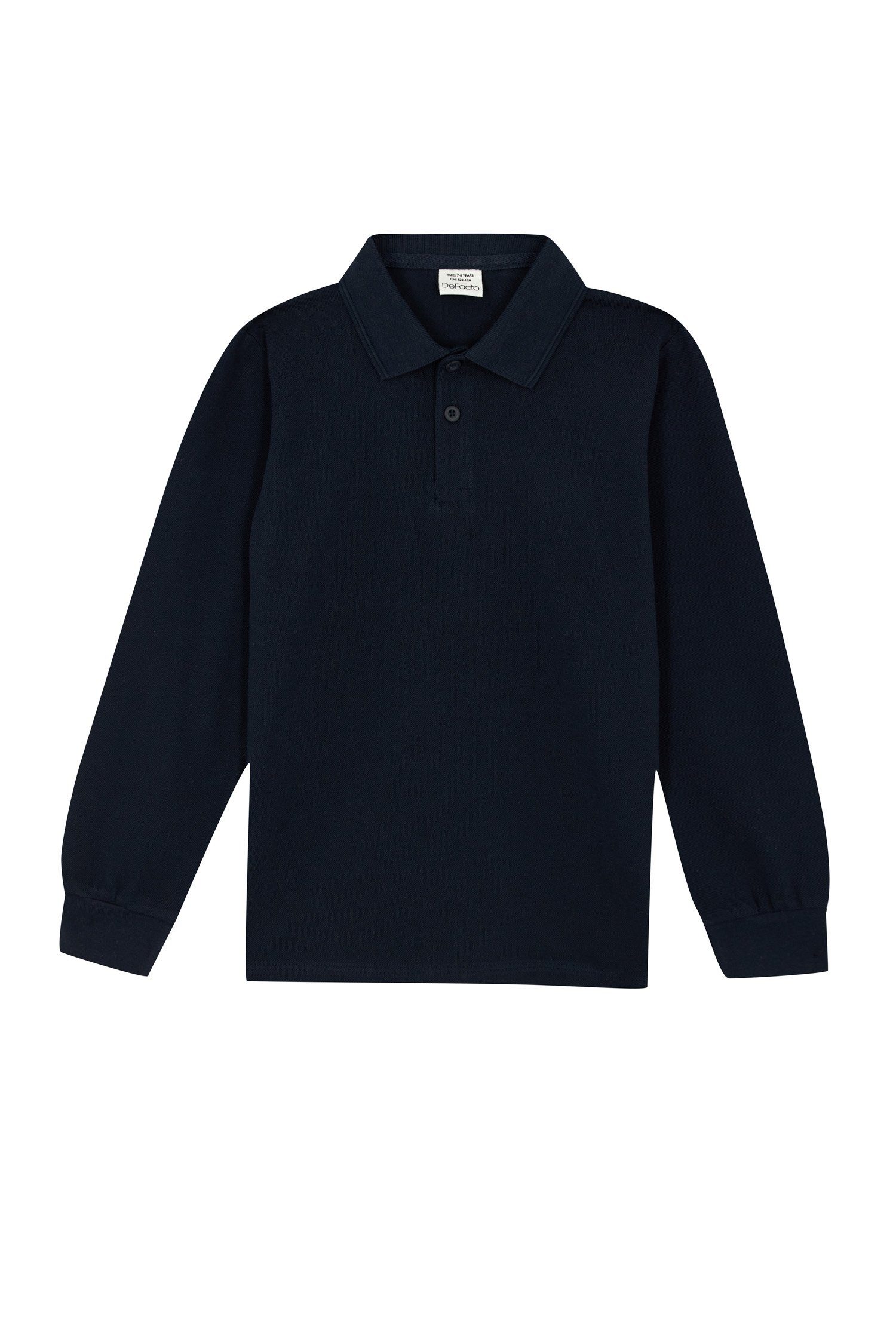 DeFacto Langarm-Poloshirt Jungen Polo Marineblau REGULAR T-Shirt FIT